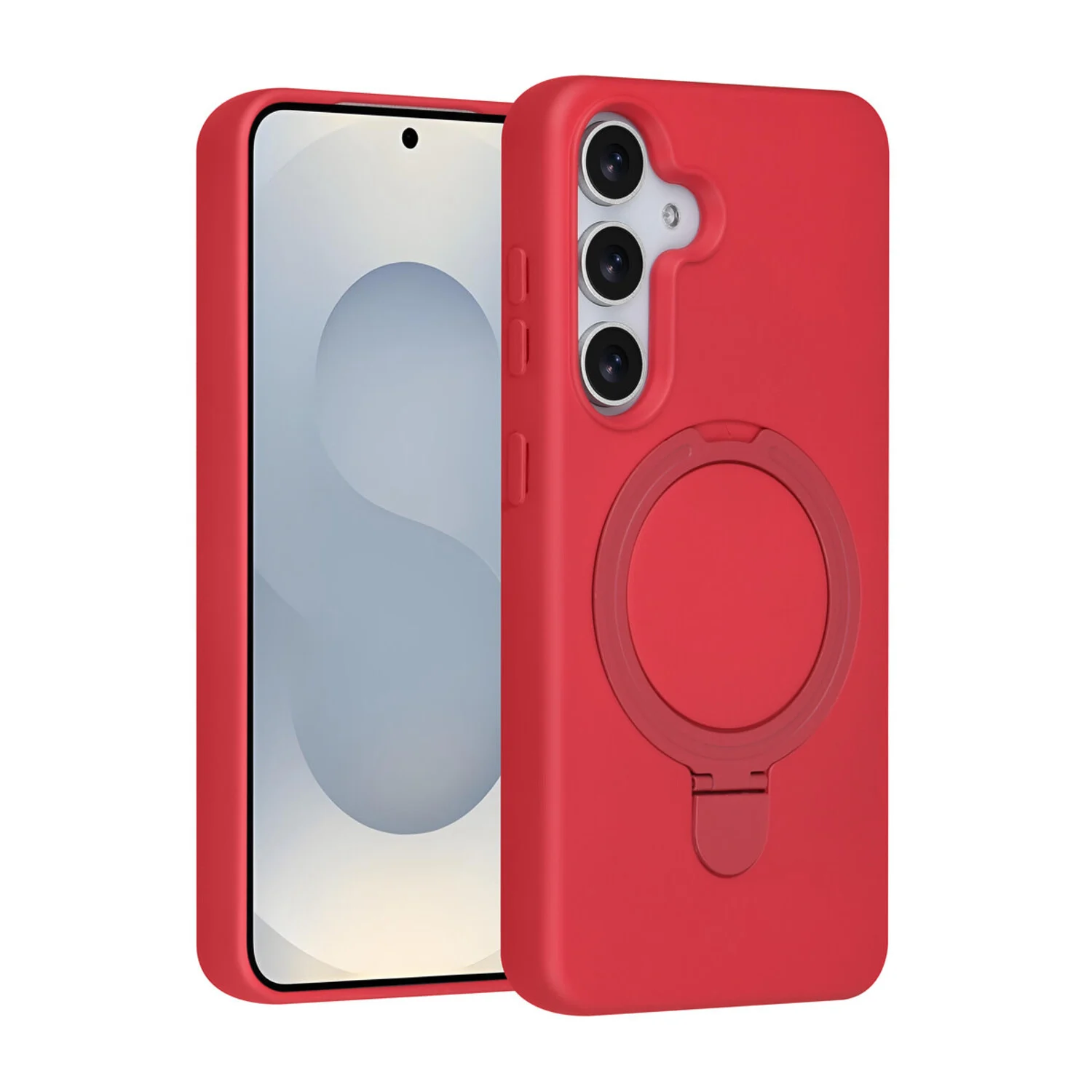 TUNIQ TUNIQ Galaxy S25 Back-Cover hul - Magsafe With Ring Stand - Hanger - Cherry Red