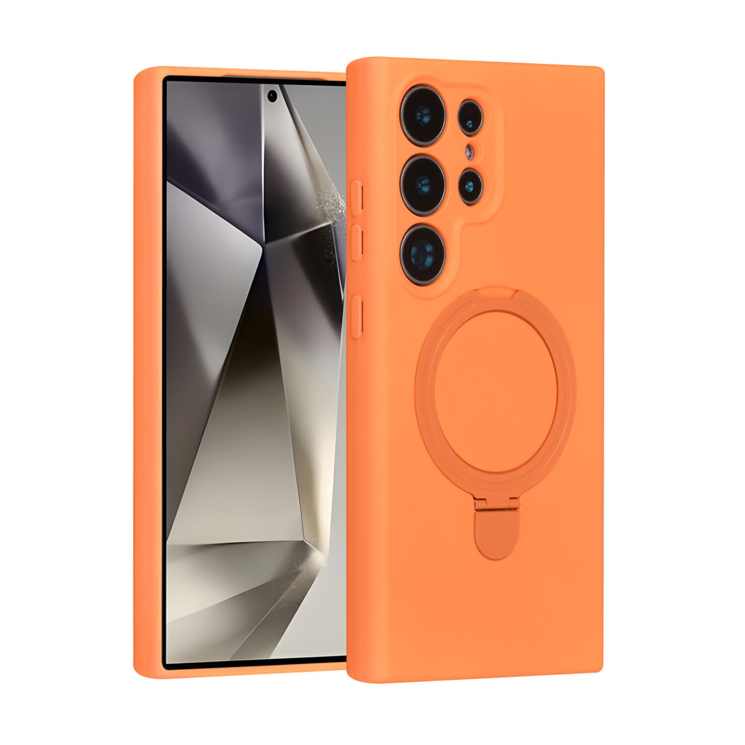 TUNIQ TUNIQ Galaxy S24 Ultra Back-Cover hul - Magsafe With Ring Stand - Hanger - Tangerine Orange