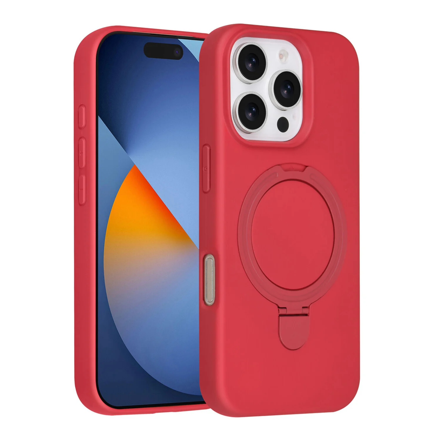 TUNIQ TUNIQ iPhone 16 Pro Back-Cover hul - Magsafe With Ring Stand - Hanger - Cherry Red