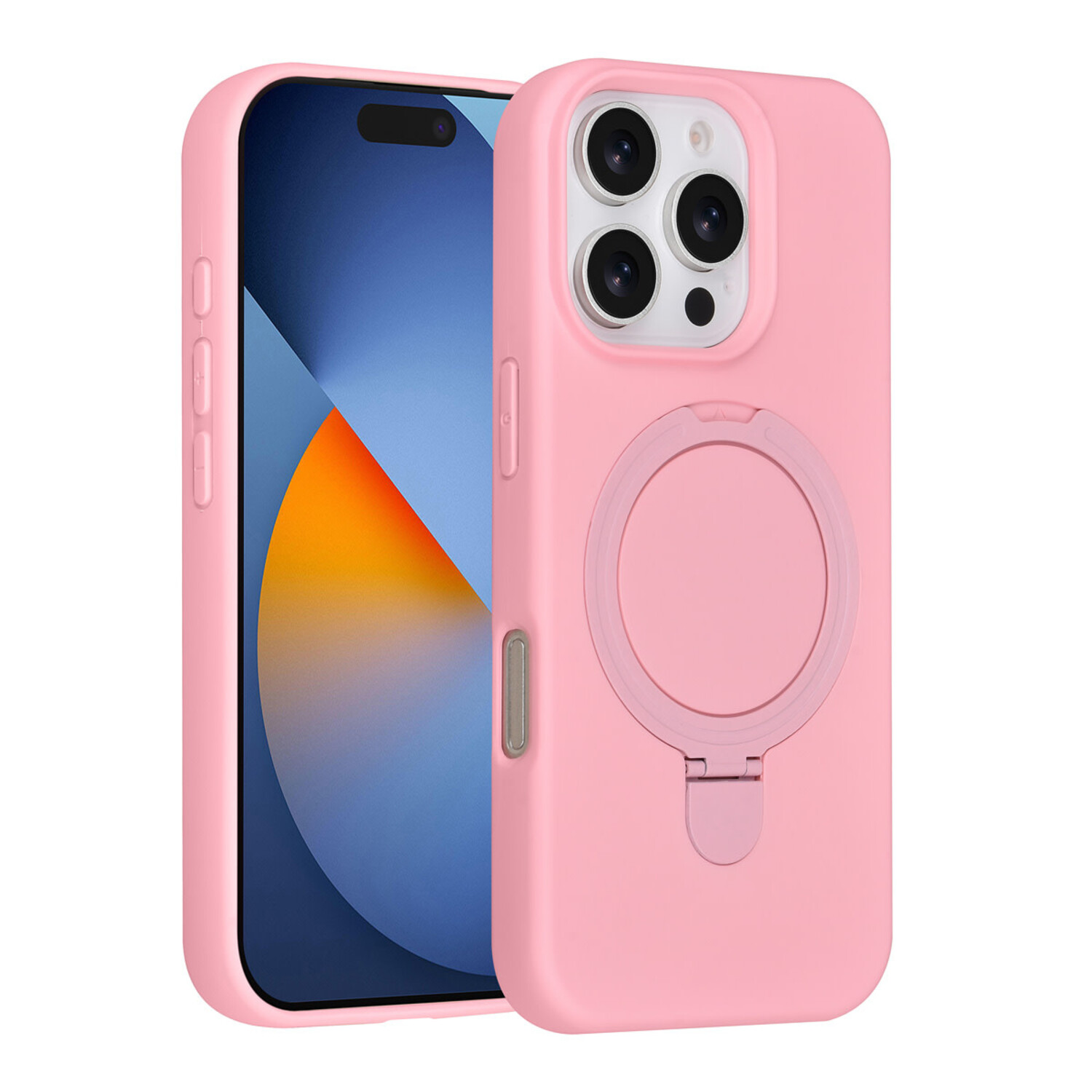 TUNIQ TUNIQ iPhone 16 Pro Back-Cover hul - Magsafe With Ring Stand - Hanger - Sakura Pink