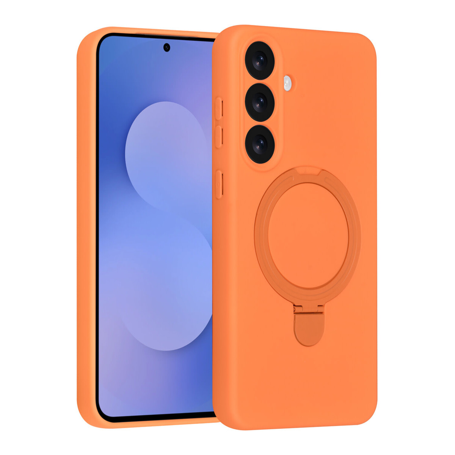 TUNIQ TUNIQ Galaxy S25 FE Back-Cover hul - Magsafe With Ring Stand - Hanger - Tangerine Orange