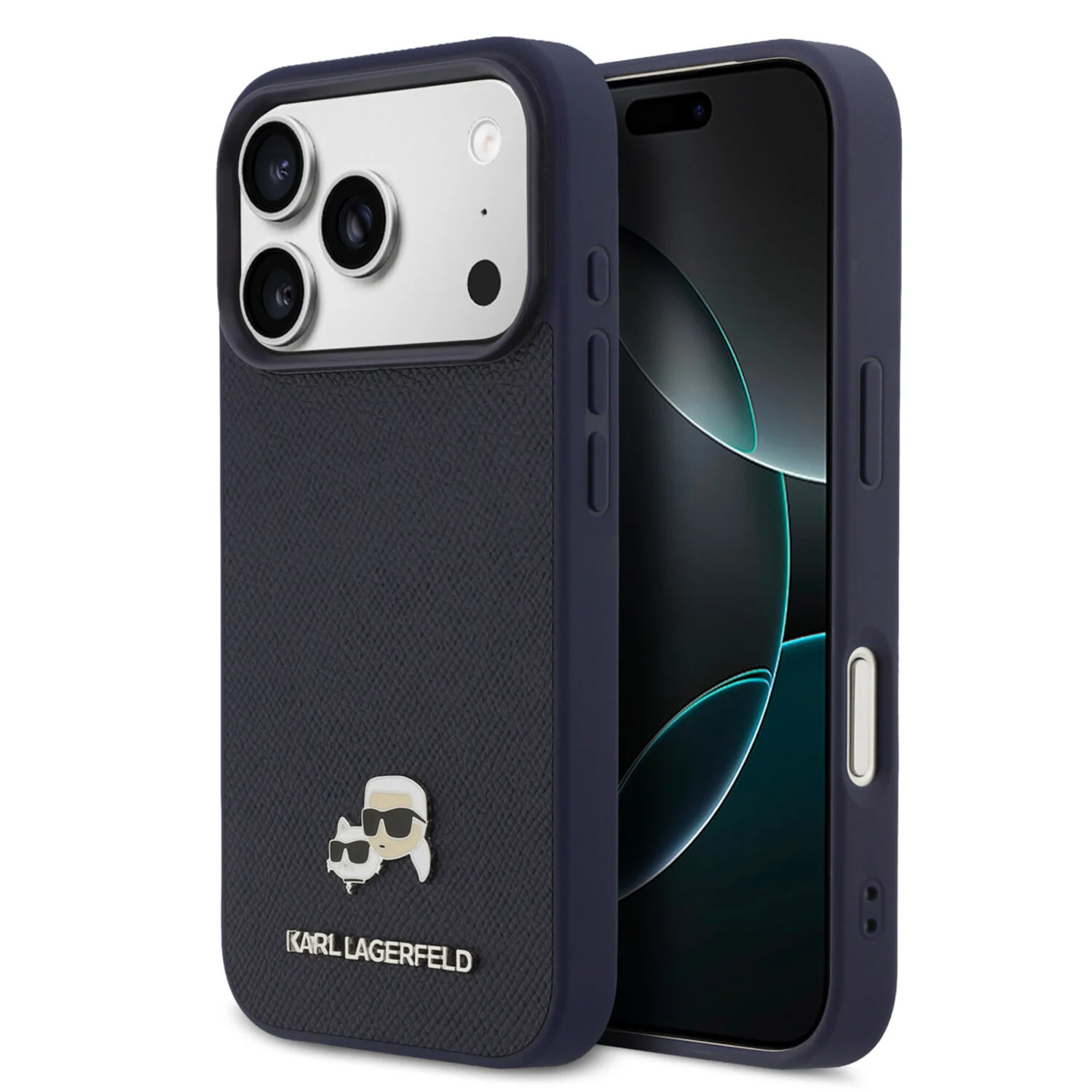 Karl Lagerfeld Karl Lagerfeld 17 Pro Back-Cover hul - MagSafe - Saffiano Leather - K&amp;C Head Logo - Navy