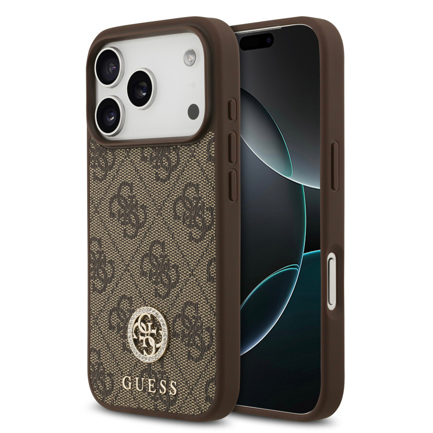 Guess Guess iPhone 17 Pro Back-Cover hul - MagSafe - 4G Strass Logo - Braun