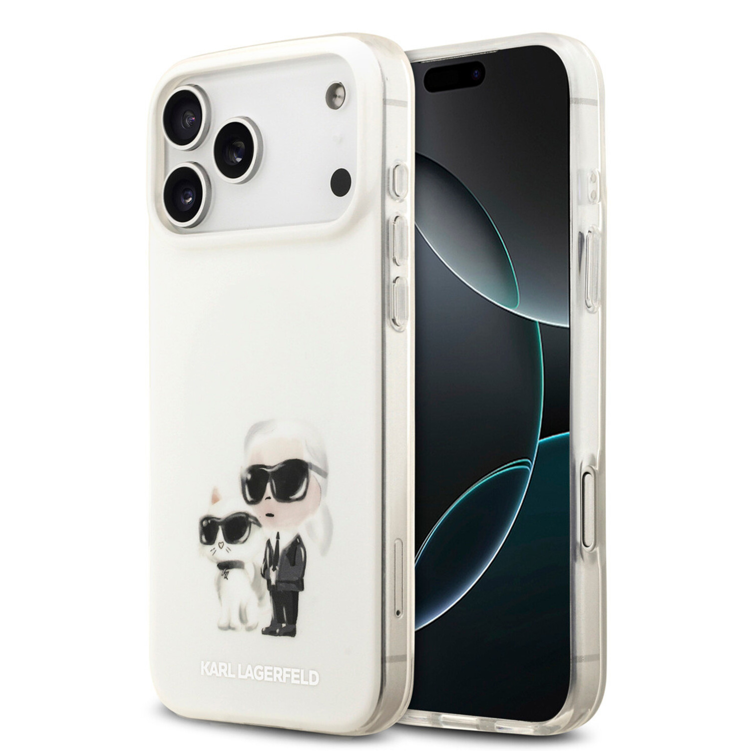 Karl Lagerfeld Karl Lagerfeld iPhone 17 Pro Max Back-Cover hul - MagSafe IML - Aquarelle Karl &amp; Choupette - Weiß