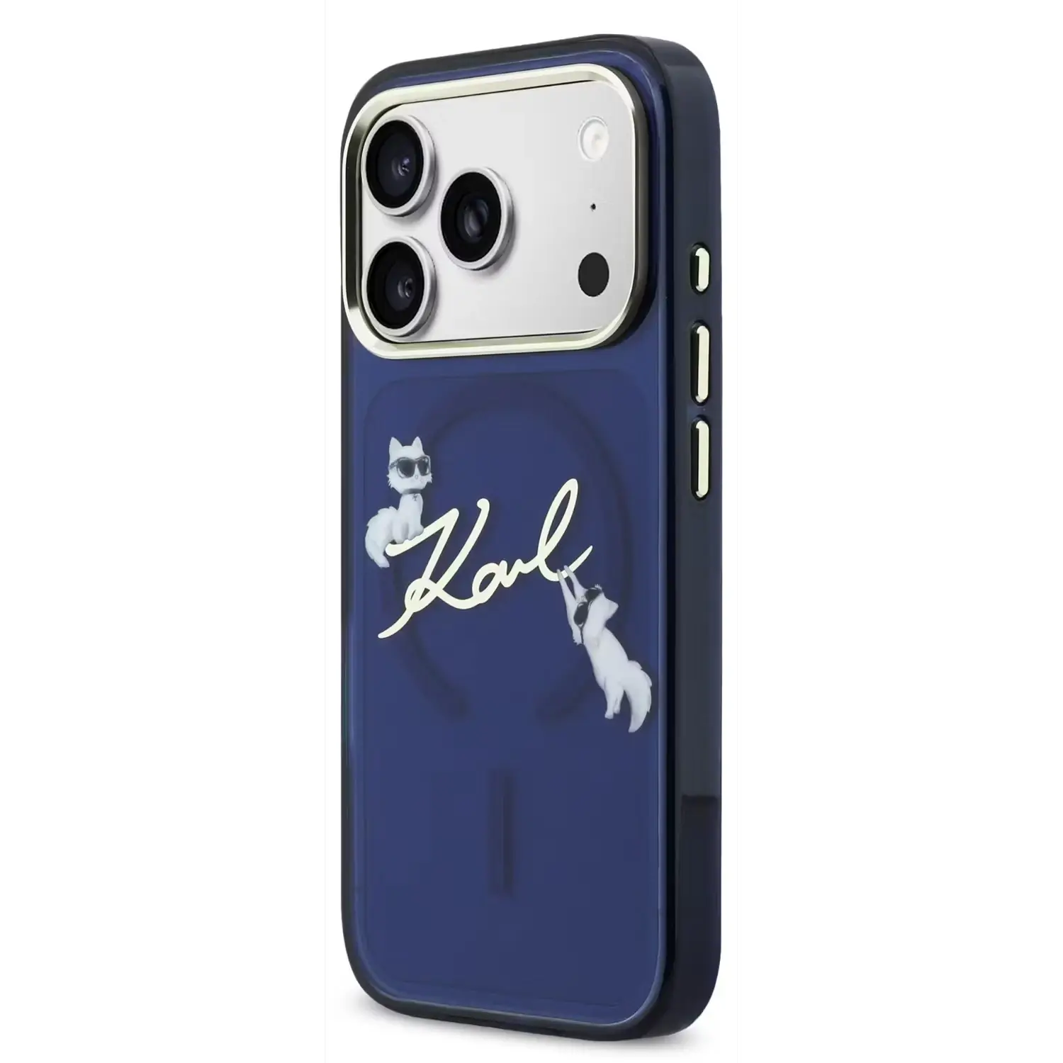 Karl Lagerfeld Karl Lagerfeld iPhone 17 Pro Max Back-Cover hul - MagSafe IML Case With K&amp;C Script Logo - Gold Edge - Navy