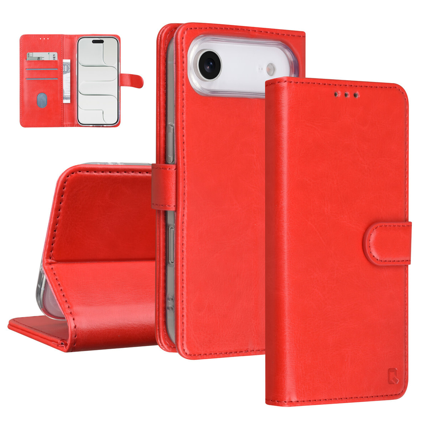 TUNIQ TUNIQ iPhone 17 Air Book-Case hul - Kartenhalter für 3 Karten - Magnetverschluss - Aufhänger - Rot