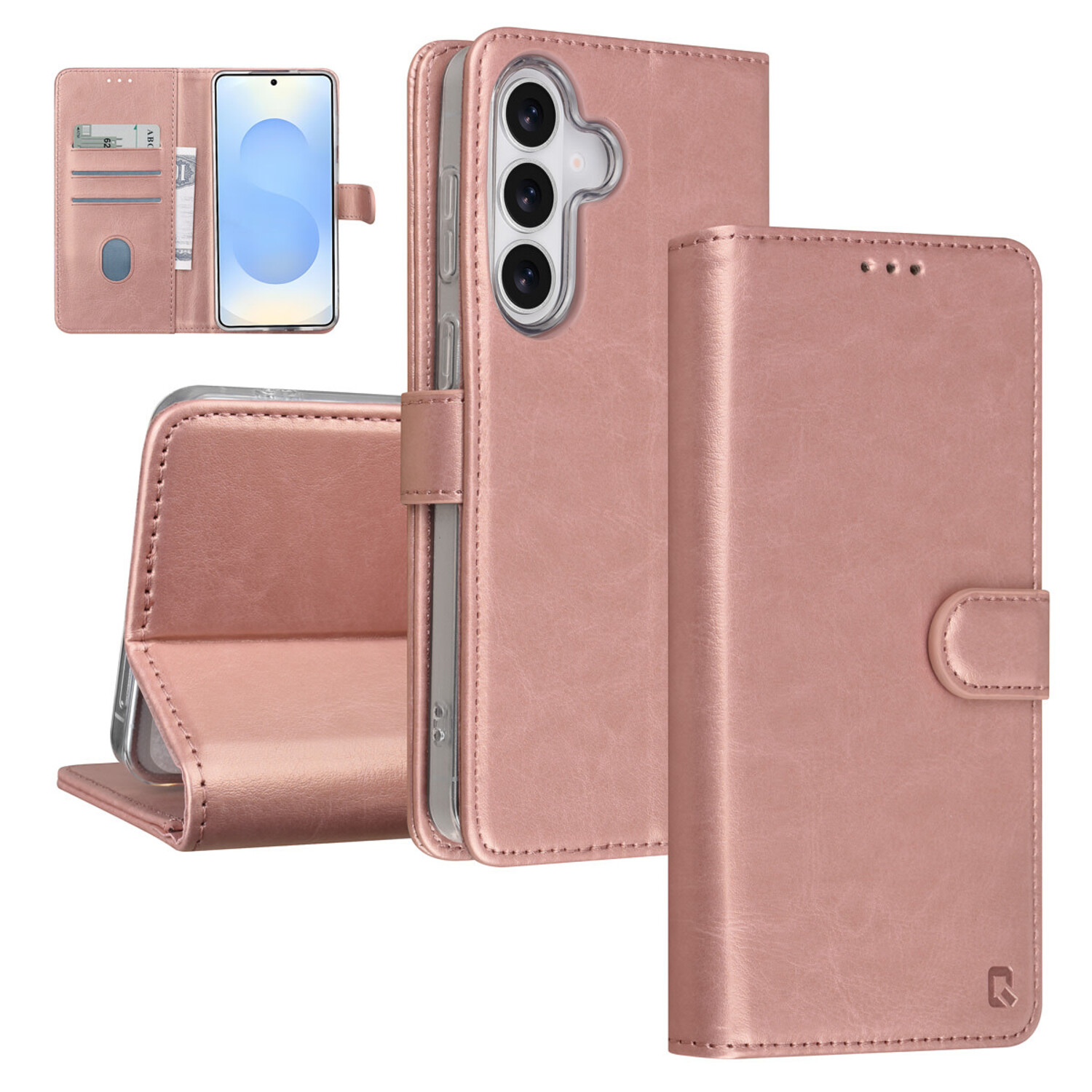 TUNIQ TUNIQ Galaxy S26 Plus Book-Case hul - Kartenhalter für 3 Karten - Magnetverschluss - Aufhänger - Rose Gold
