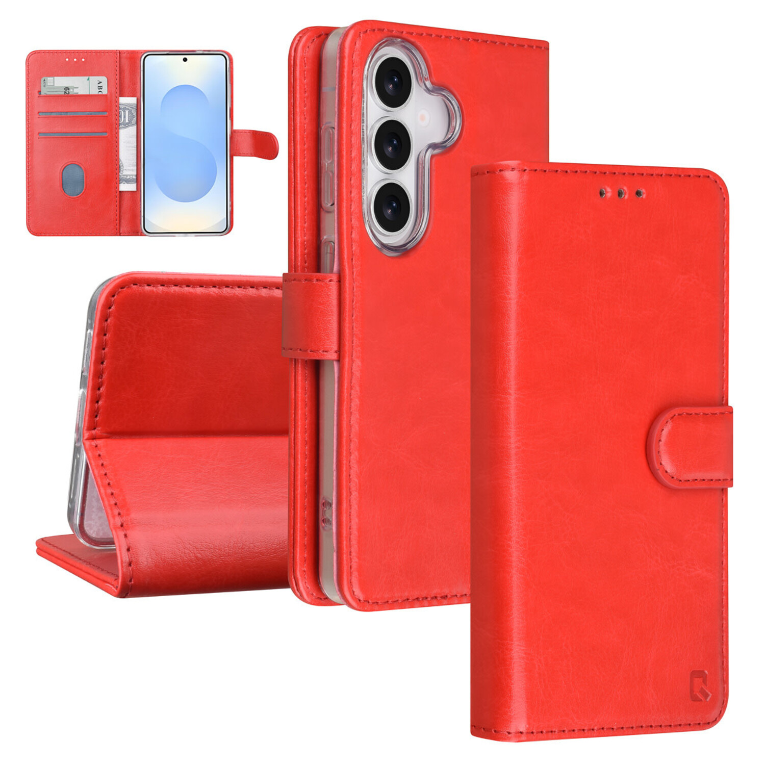 TUNIQ TUNIQ Galaxy S26 Book-Case hul - Kartenhalter für 3 Karten - Magnetverschluss - Aufhänger - Rot