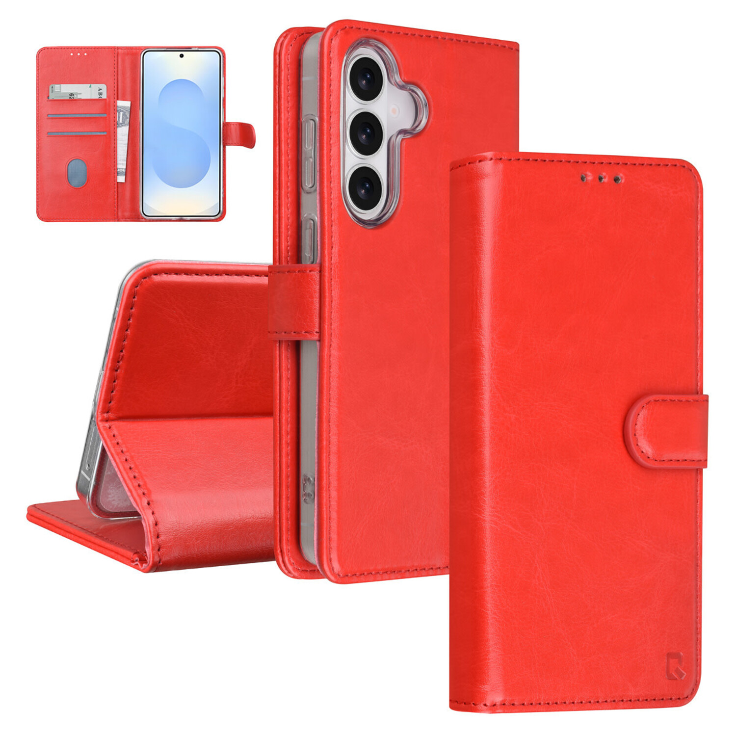 TUNIQ TUNIQ Galaxy S26 Plus Book-Case hul - Kartenhalter für 3 Karten - Magnetverschluss - Aufhänger - Rot