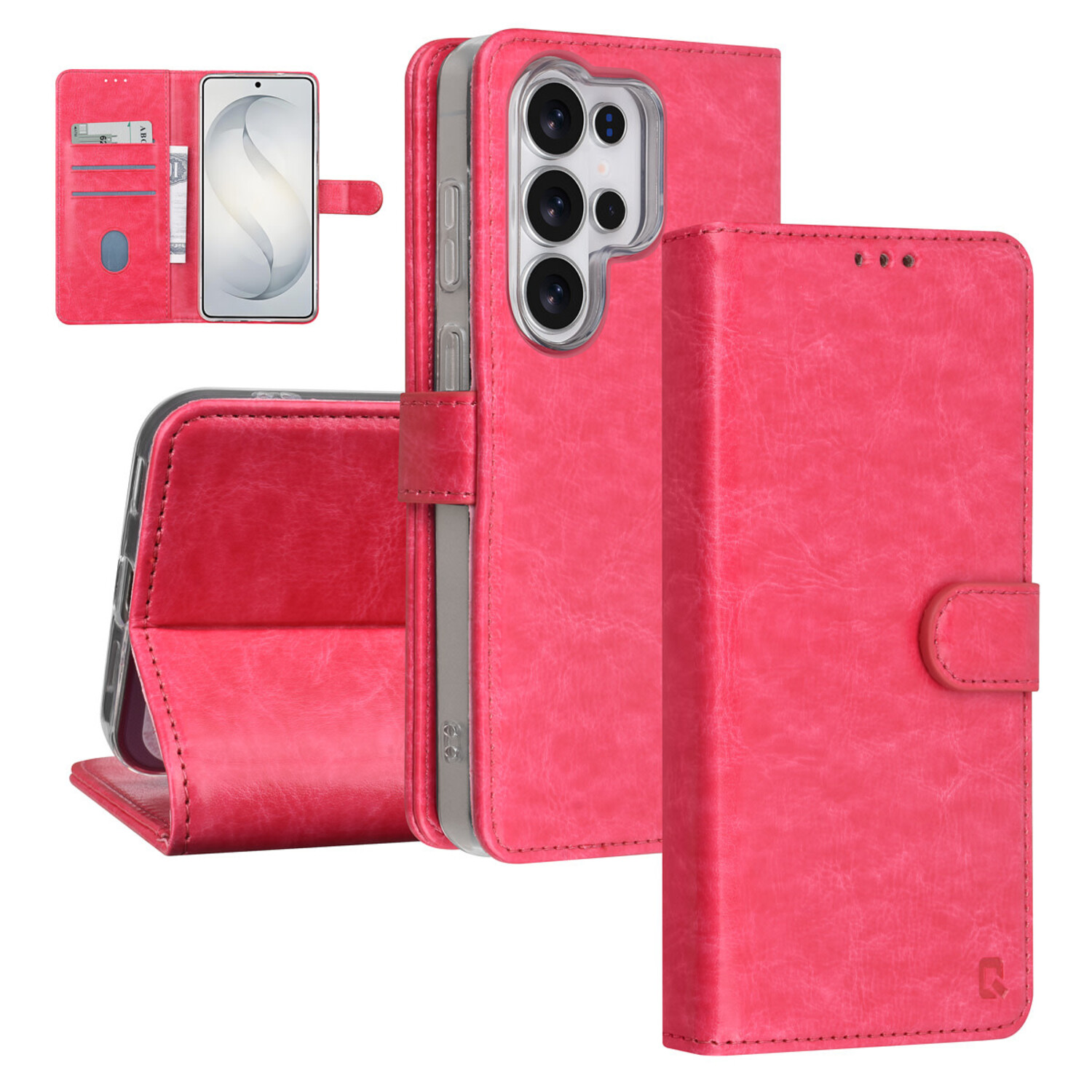TUNIQ TUNIQ Galaxy S26 Ultra Book-Case hul - Kartenhalter für 3 Karten - Magnetverschluss - Aufhänger - Hot Pink
