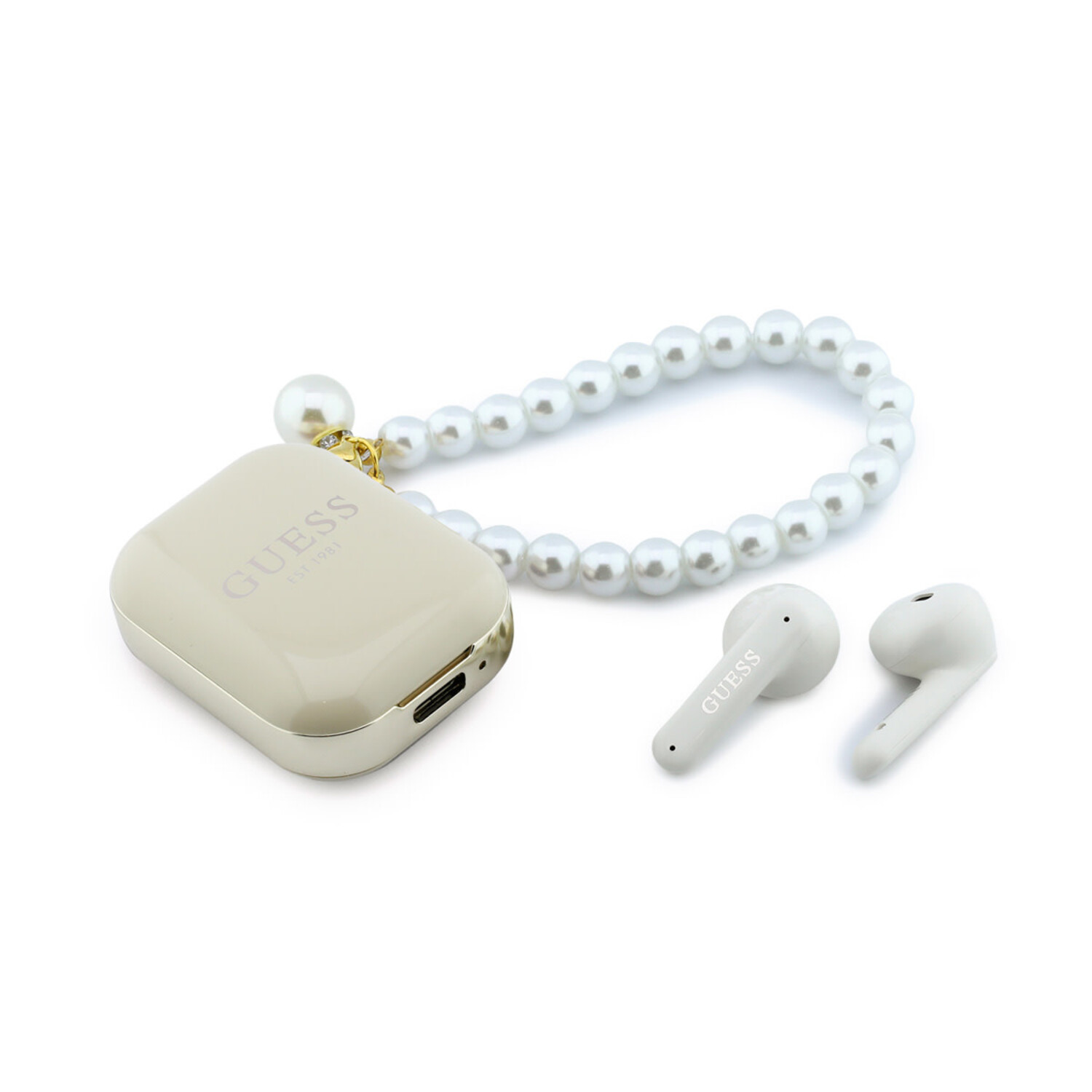 Wireless earphone GUESS TWS Pearl Strap GUE005326 beige