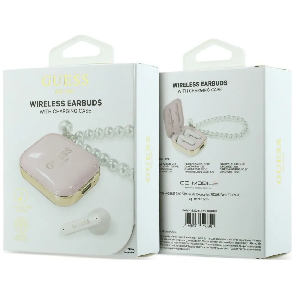 Wireless earphone GUESS TWS Pearl Strap GUE005292 pink
