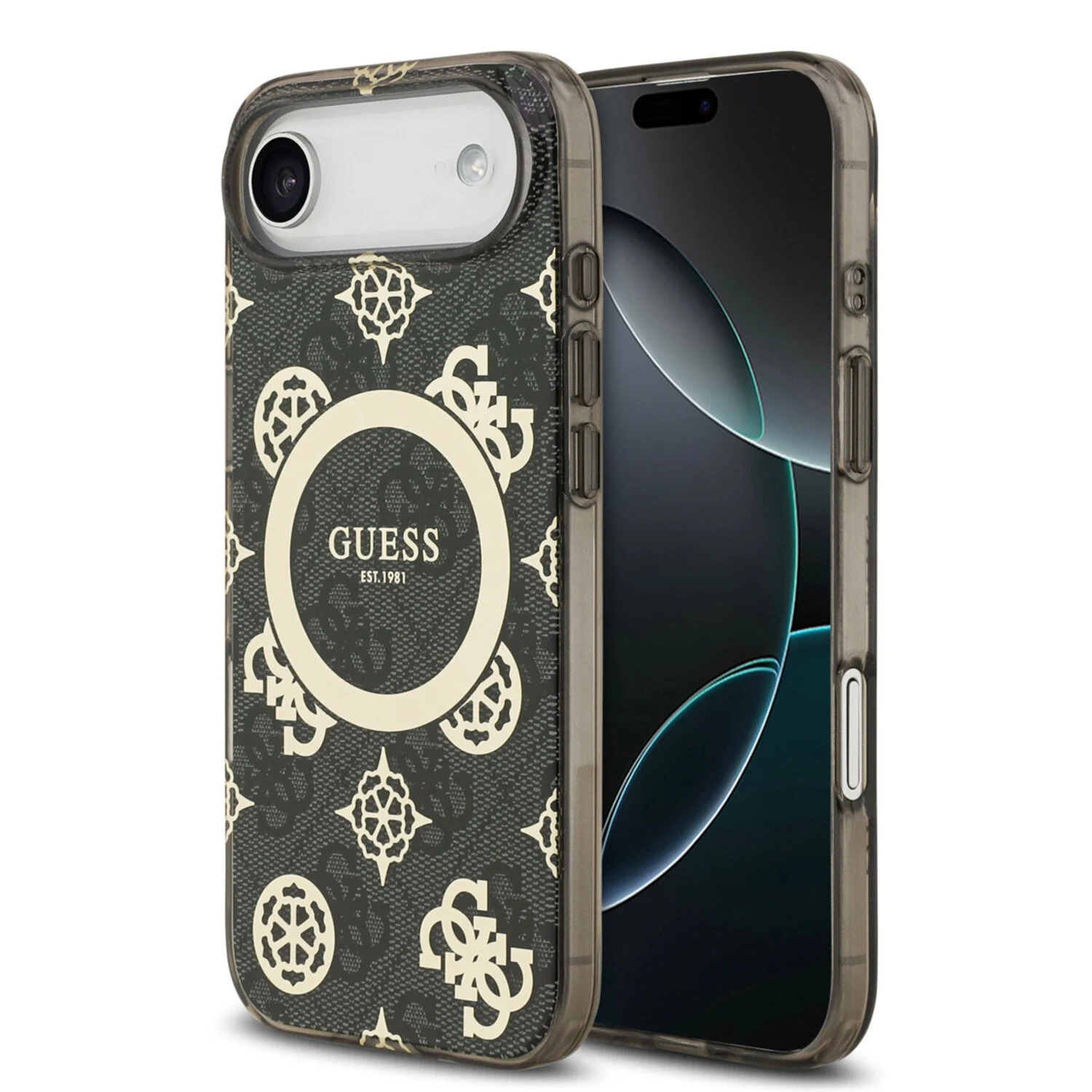 Guess Guess iPhone 17 Air Back-Cover hul - MagSafe - Peony on 4G Background - Schwarz