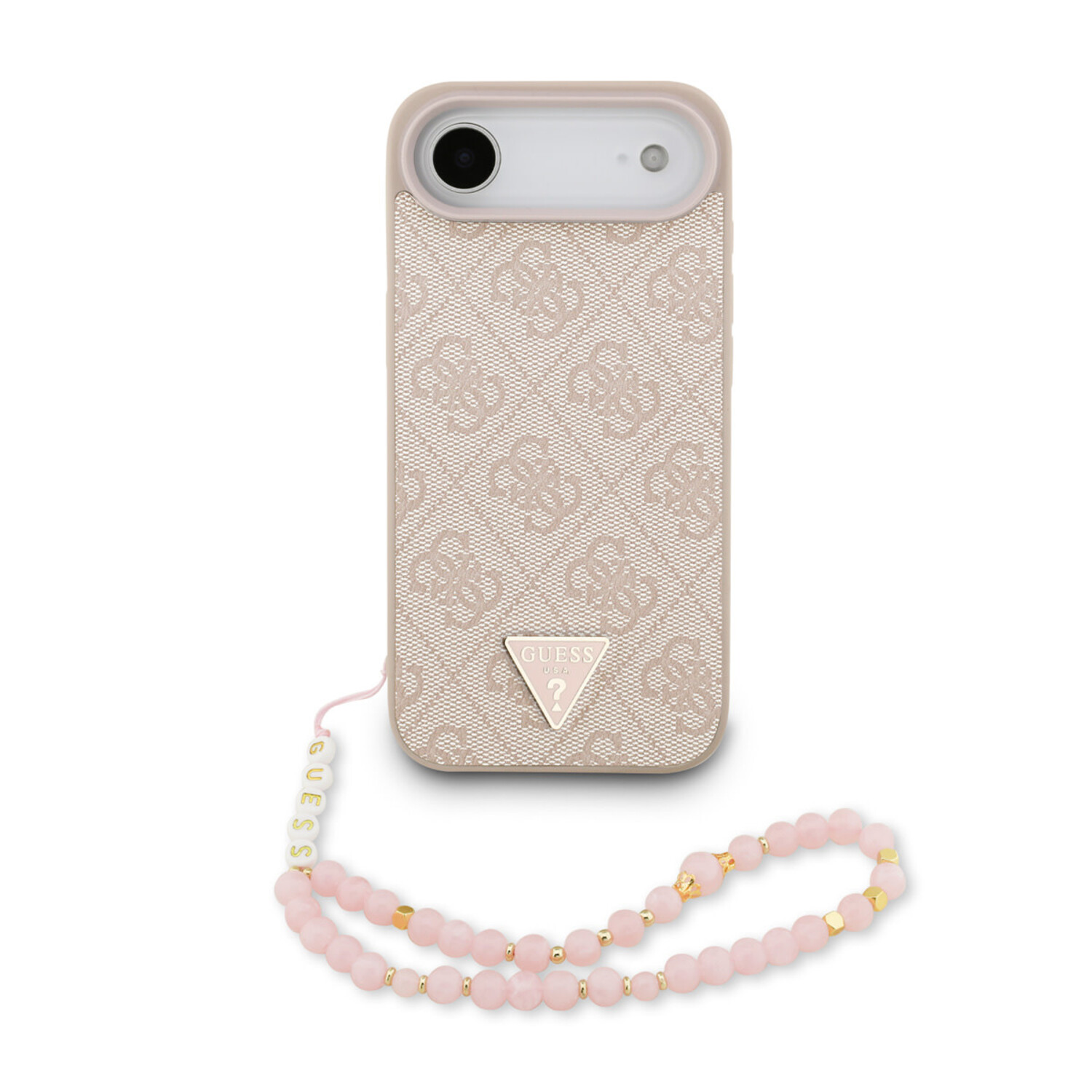 Guess Guess iPhone 17 Air Back-Cover hul - MagSafe - 4G Triangle Logo - Pearl Strap - Rosa