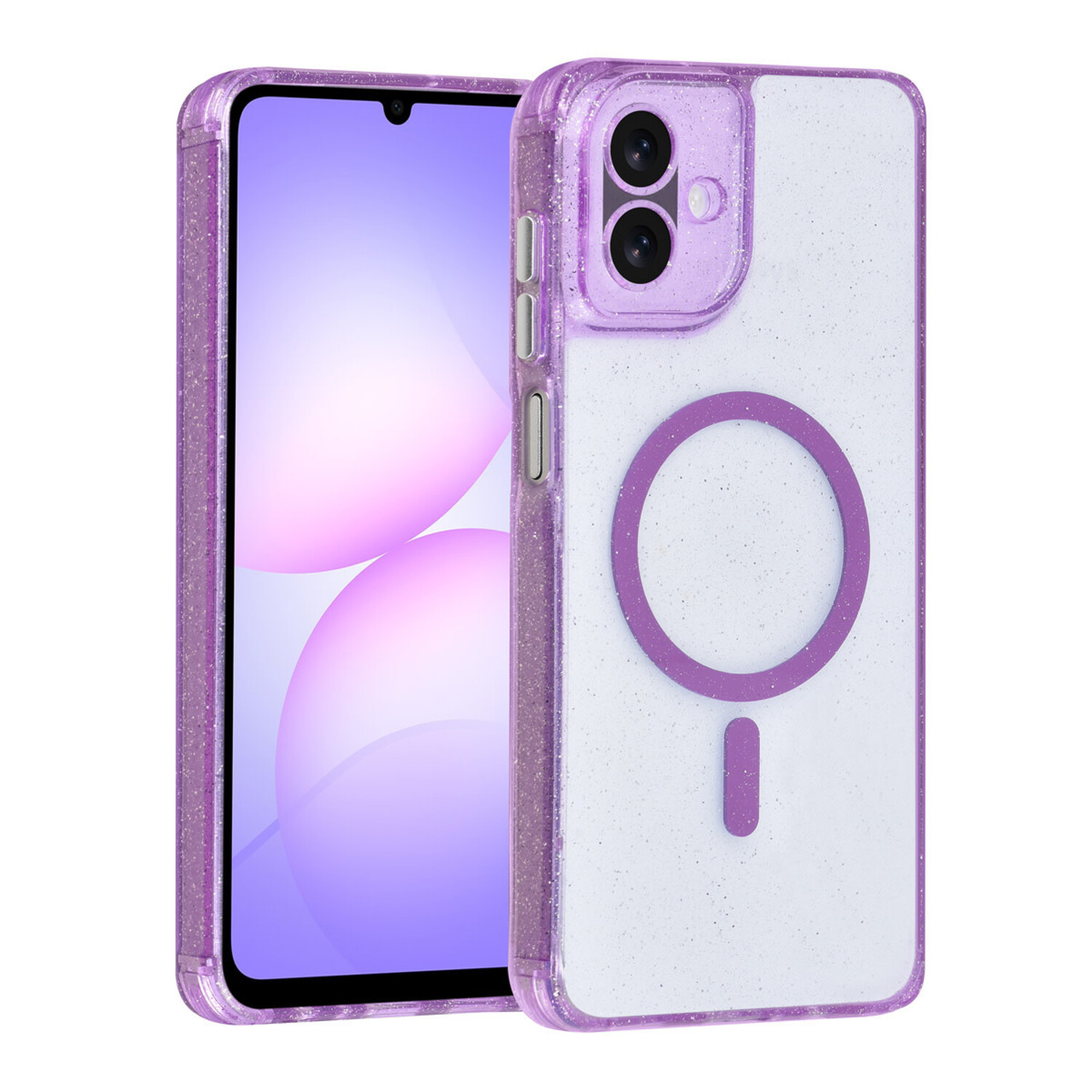 TUNIQ TUNIQ Galaxy A07 Back-Cover hul - Magsafe - Glitzer - Aufhänger - Lila