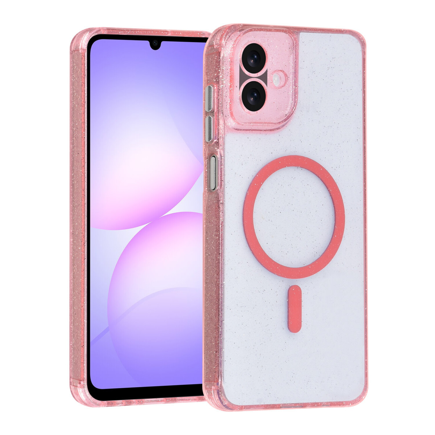TUNIQ TUNIQ Galaxy A07 Back-Cover hul - Magsafe - Glitzer - Aufhänger - Rosa