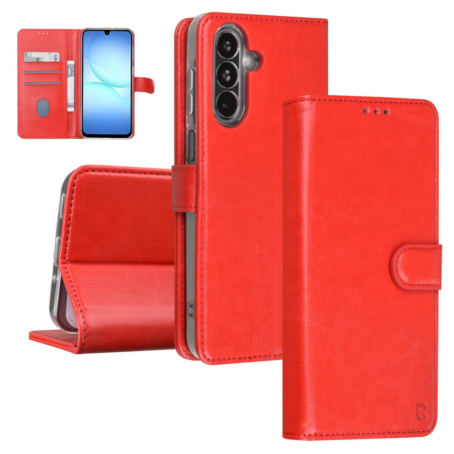 TUNIQ TUNIQ Galaxy A17 Book-Case hul - Kartenhalter für 3 Karten - Magnetverschluss - Aufhänger - Rot