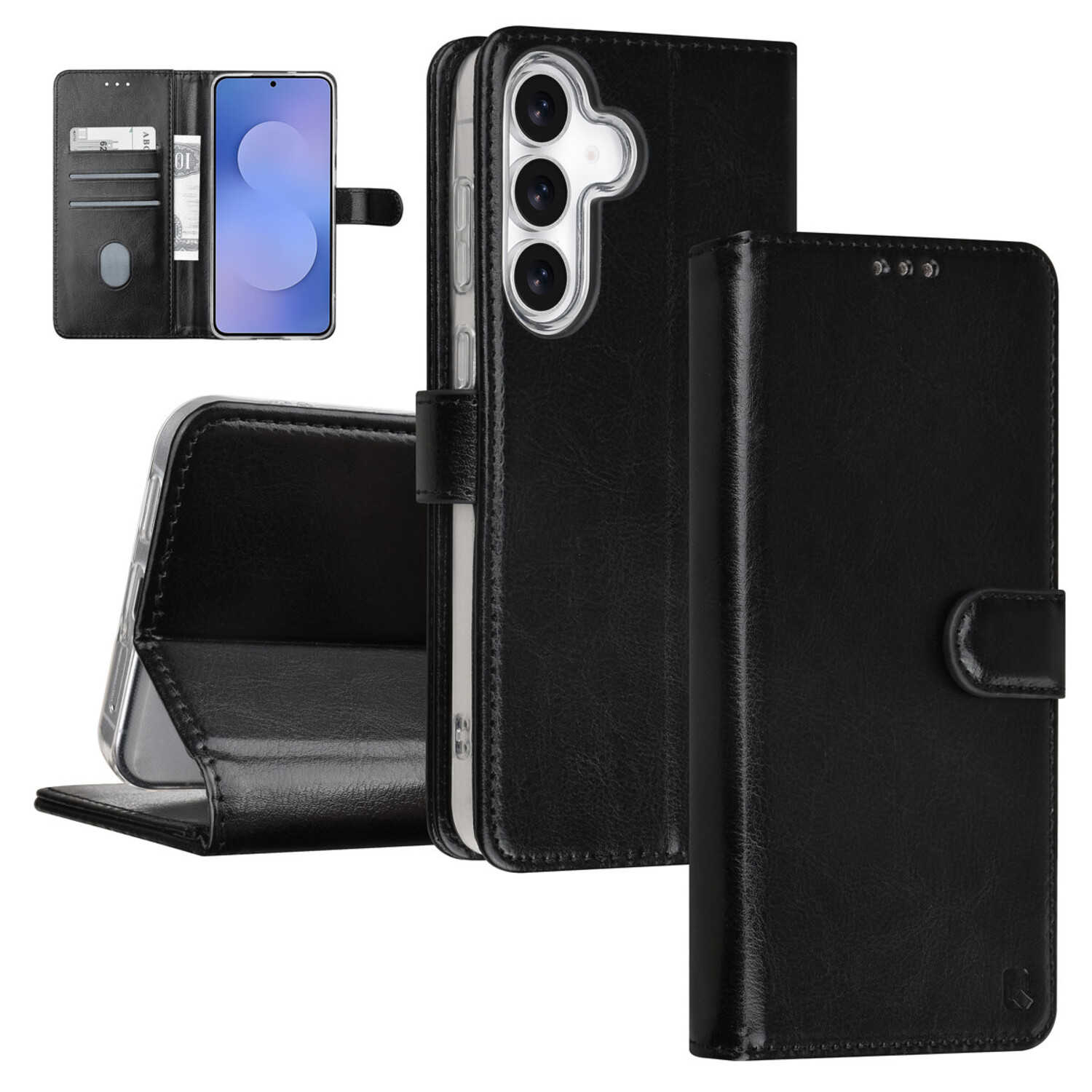 TUNIQ TUNIQ Galaxy S25 FE Book-Case hul - Kartenhalter für 3 Karten - Magnetverschluss - Aufhänger - Schwarz