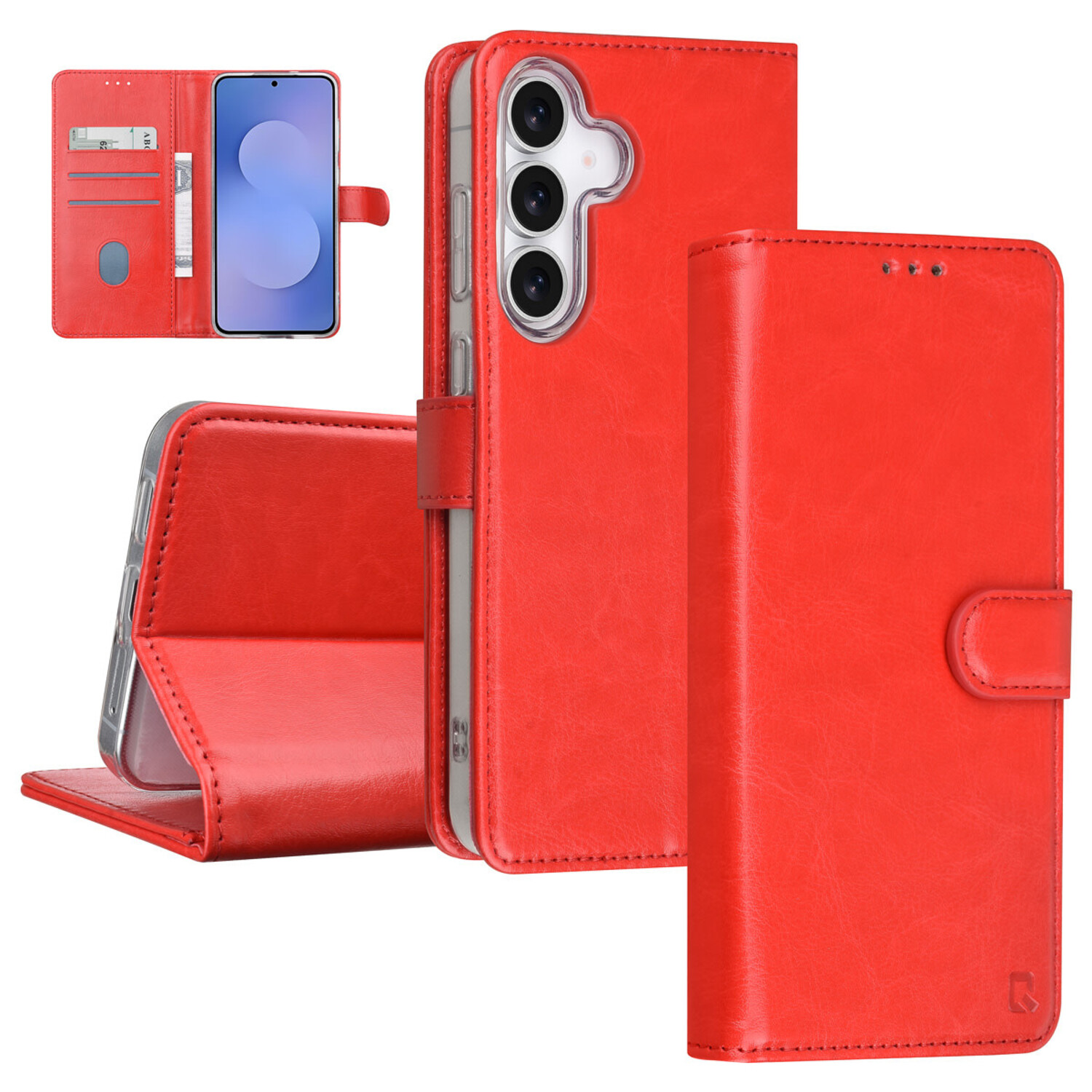 TUNIQ TUNIQ Galaxy S25 FE Book-Case hul - Kartenhalter für 3 Karten - Magnetverschluss - Aufhänger - Rot
