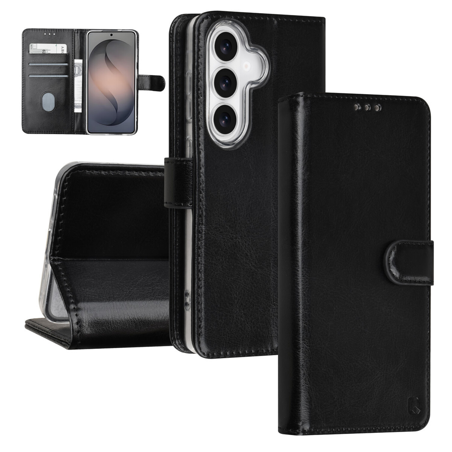 TUNIQ TUNIQ Galaxy S26 Book-Case hul - Kartenhalter für 3 Karten - Magnetverschluss - Aufhänger - Schwarz