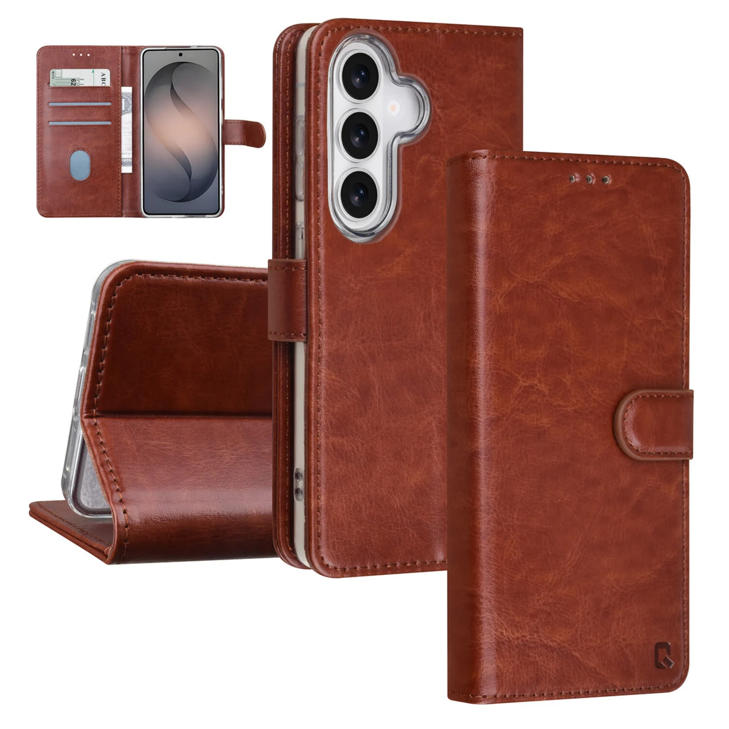 TUNIQ TUNIQ Galaxy S26 Book-Case hul - Kartenhalter für 3 Karten - Magnetverschluss - Aufhänger - Braun