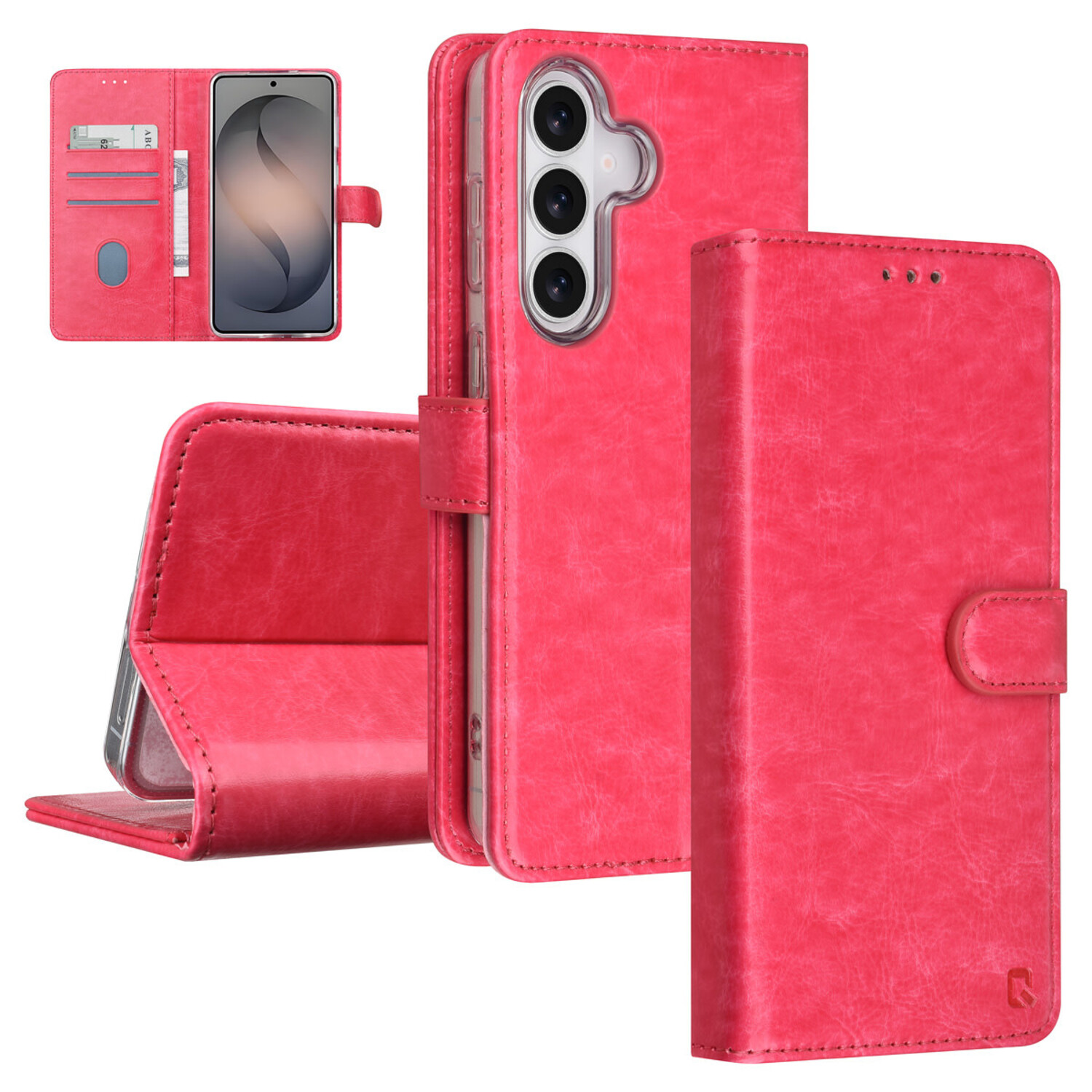 TUNIQ TUNIQ Galaxy S26 Plus Book-Case hul - Kartenhalter für 3 Karten - Magnetverschluss - Aufhänger - Hot Pink