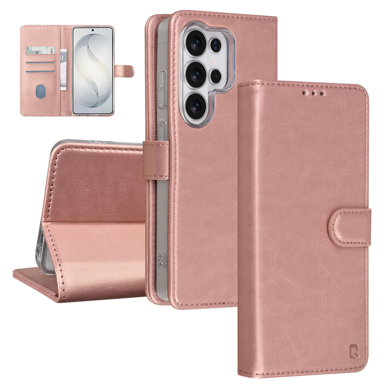 TUNIQ TUNIQ Galaxy S26 Ultra Book-Case hul - Kartenhalter für 3 Karten - Magnetverschluss - Aufhänger - Rose Gold