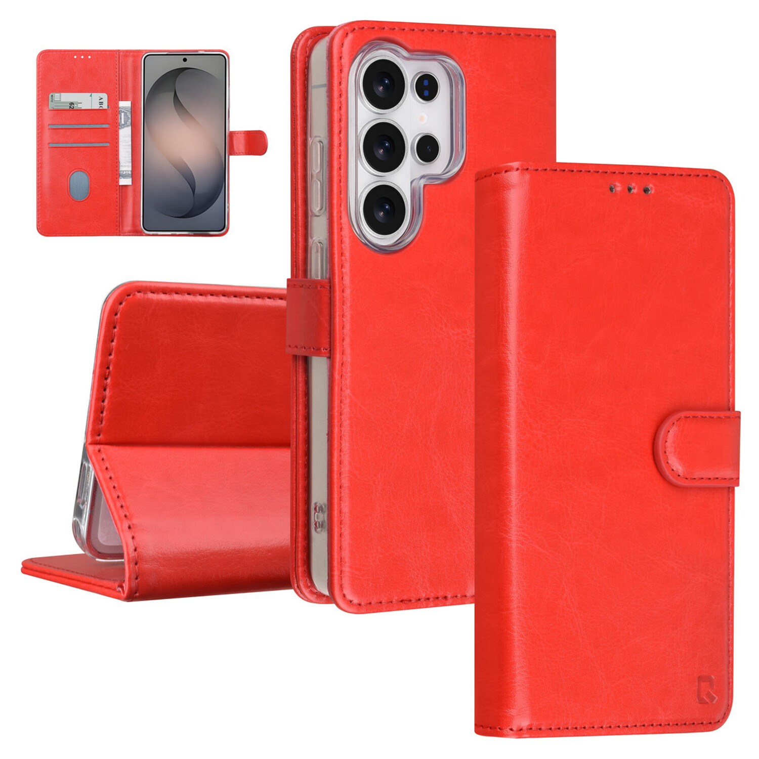 TUNIQ TUNIQ Galaxy S26 Ultra Book-Case hul - Kartenhalter für 3 Karten - Magnetverschluss - Aufhänger - Rot