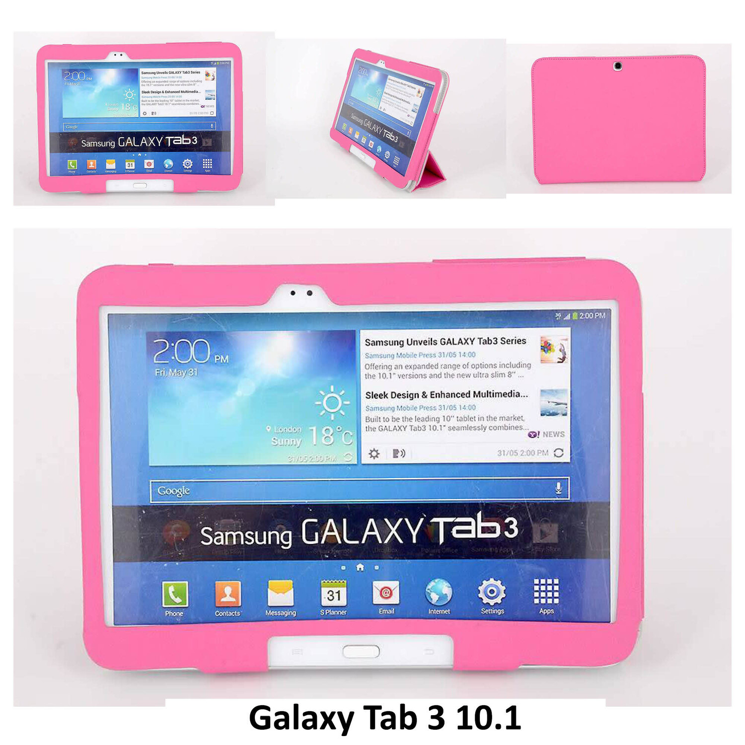 passend für Samsung Pink Book Case Tablet für Galaxy Tab 3 10.1