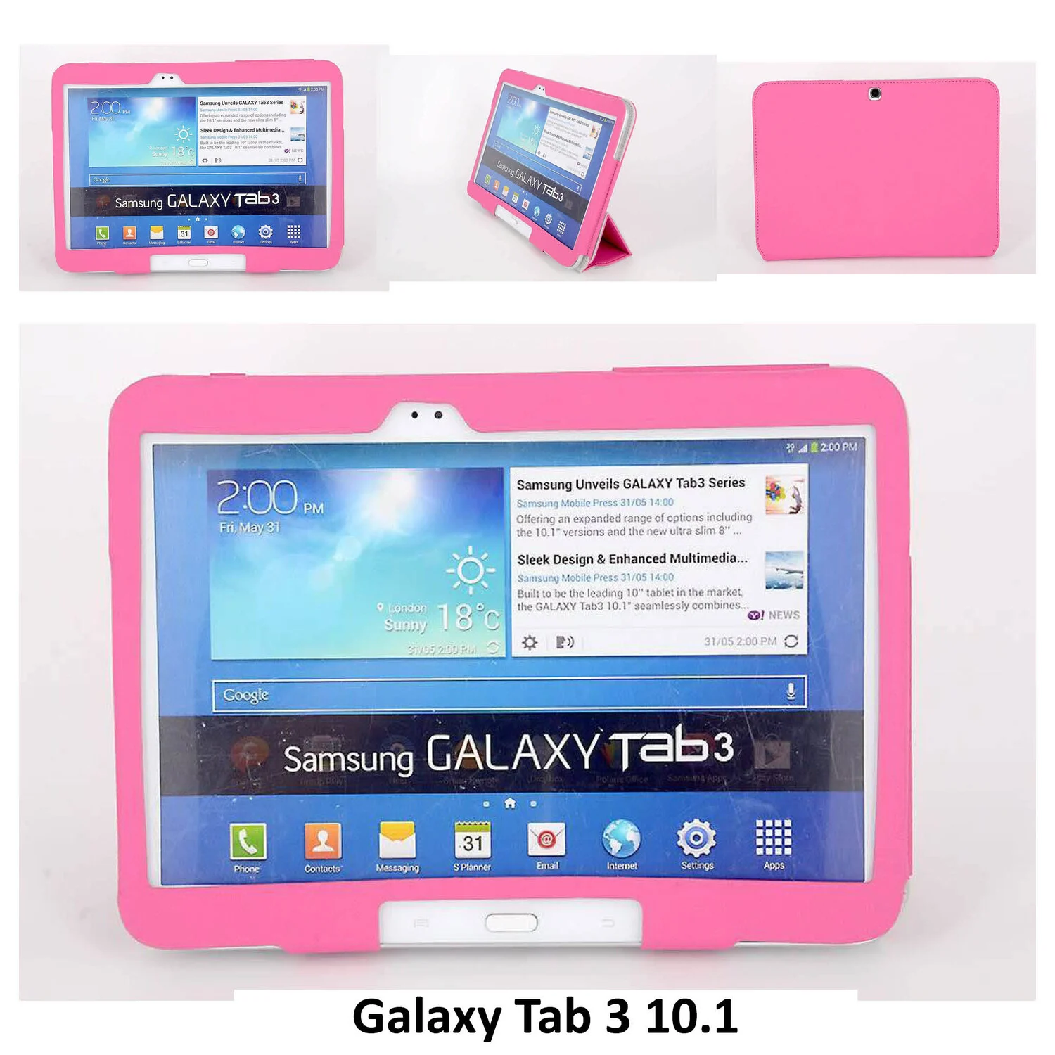 passend für Samsung Pink Book Case Tablet für Galaxy Tab 3 10.1