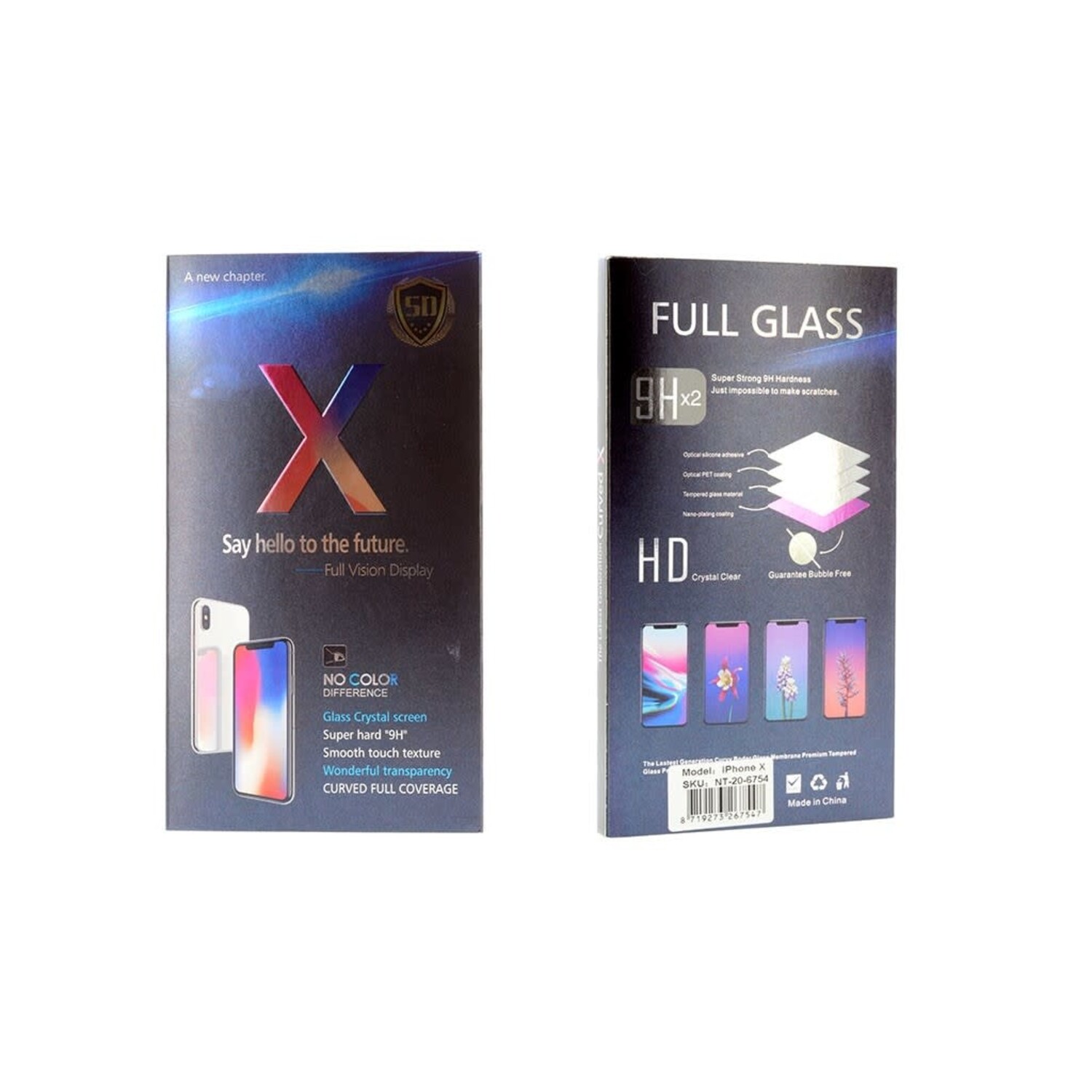 Display Schutzglas für iPhone X-Xs - Schwarz