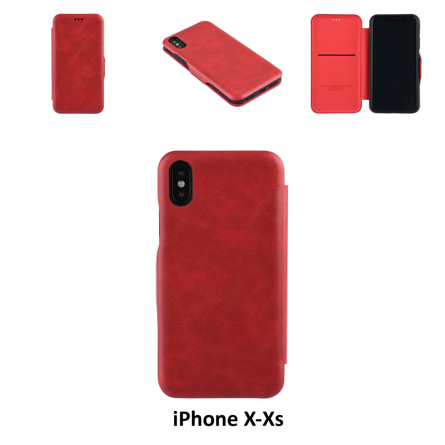 UNIQ Accessory passend für Apple iPhone X;iPhone Xs Kartenhalter Rot Book-Case hul -Magnetverschluss - Kunststof;TPU