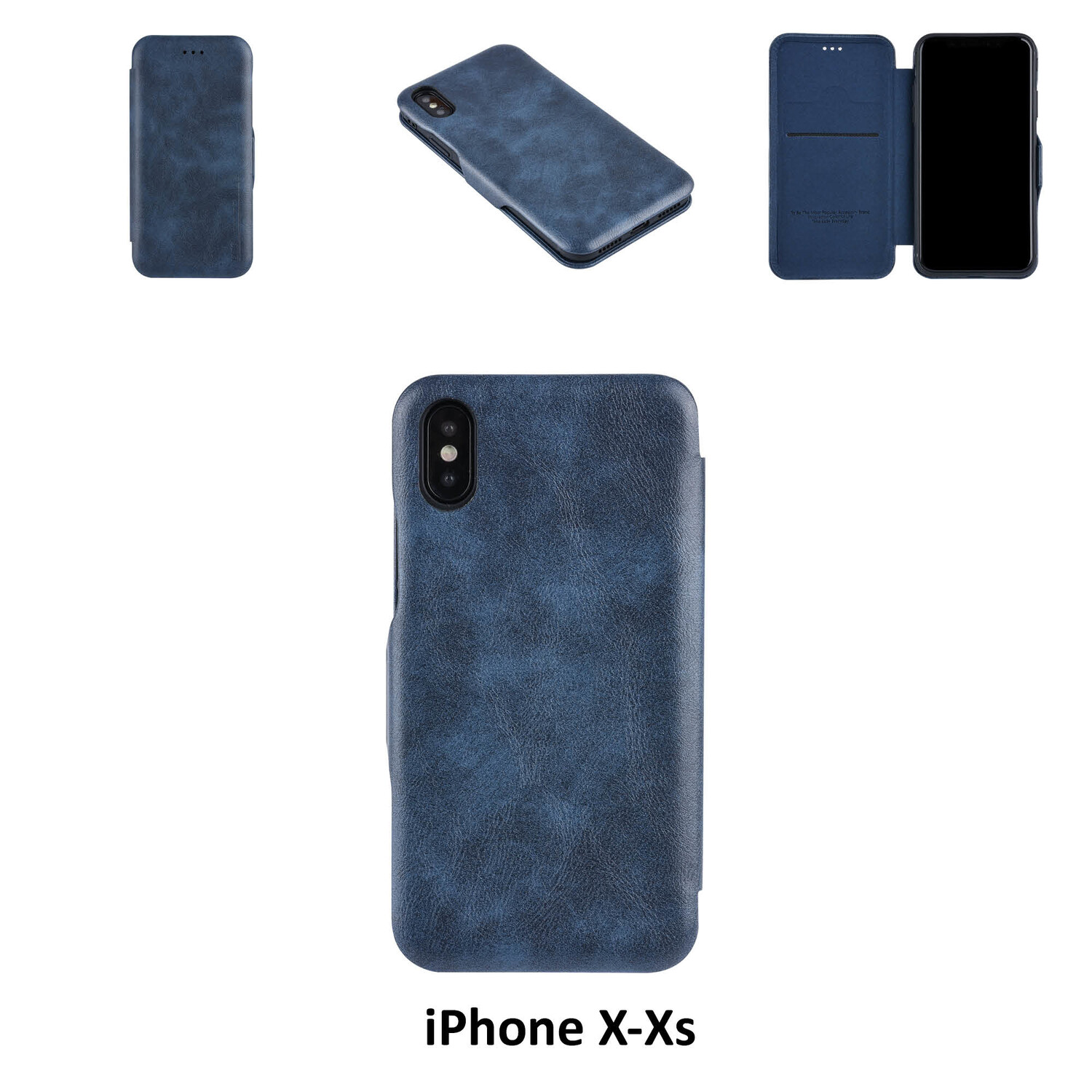 UNIQ Accessory passend für Apple iPhone X;iPhone Xs Kartenhalter Blau Book-Case hul -Magnetverschluss - Kunststof;TPU