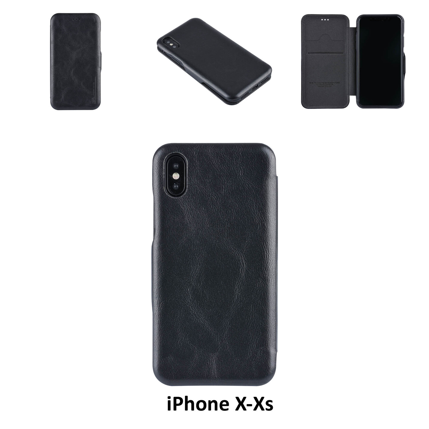 UNIQ Accessory passend für Apple iPhone X;iPhone Xs Kartenhalter Schwarz Book-Case hul -Magnetverschluss - Kunststof;TPU