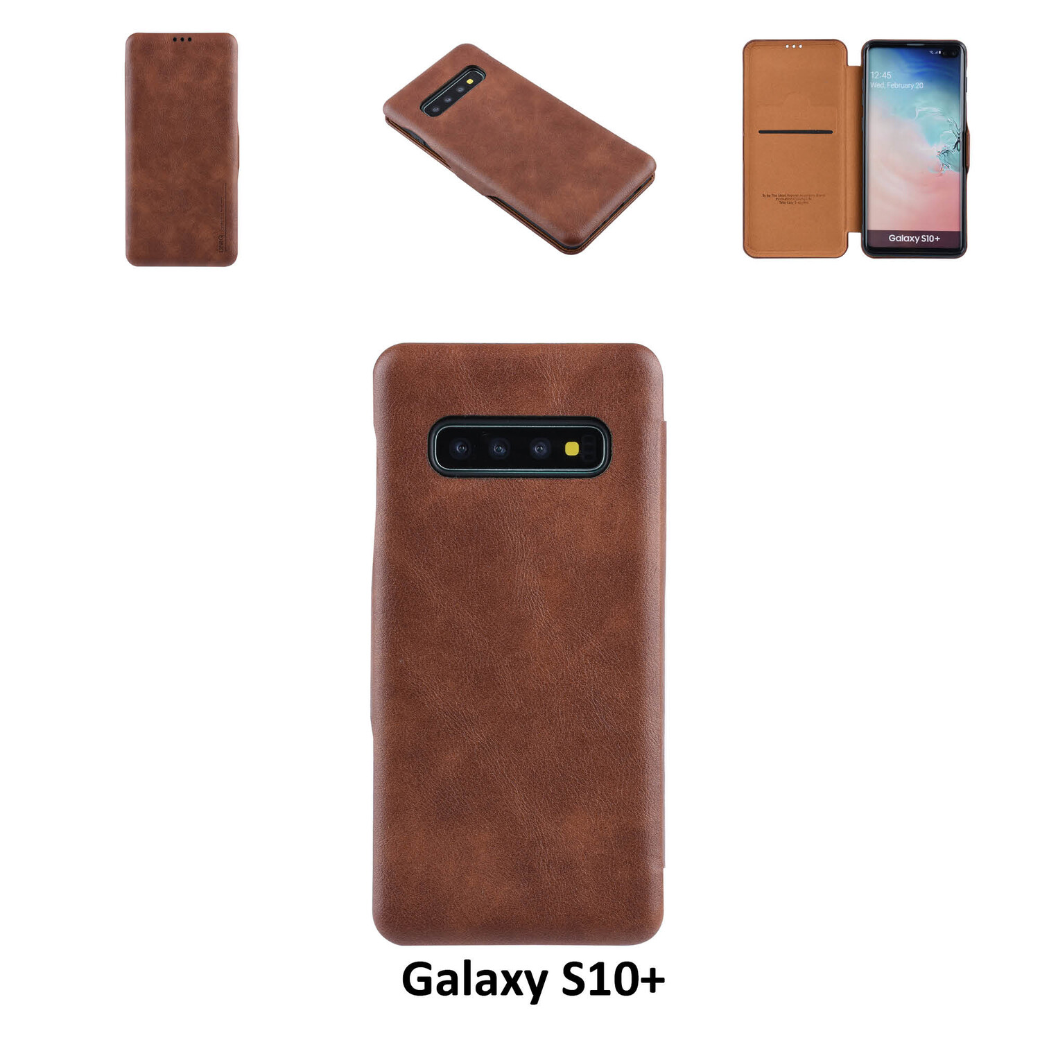 UNIQ Accessory passend für Samsung Galaxy S10+ Kartenhalter Braun Book-Case hul -Magnetverschluss - Kunststof;TPU