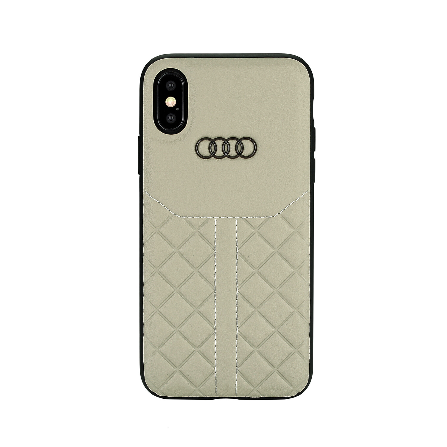 Audi Audi Back-Cover hul passend für Apple iPhone Xs Max Q8 Serie Beige -Genuine Leather - Echt leer