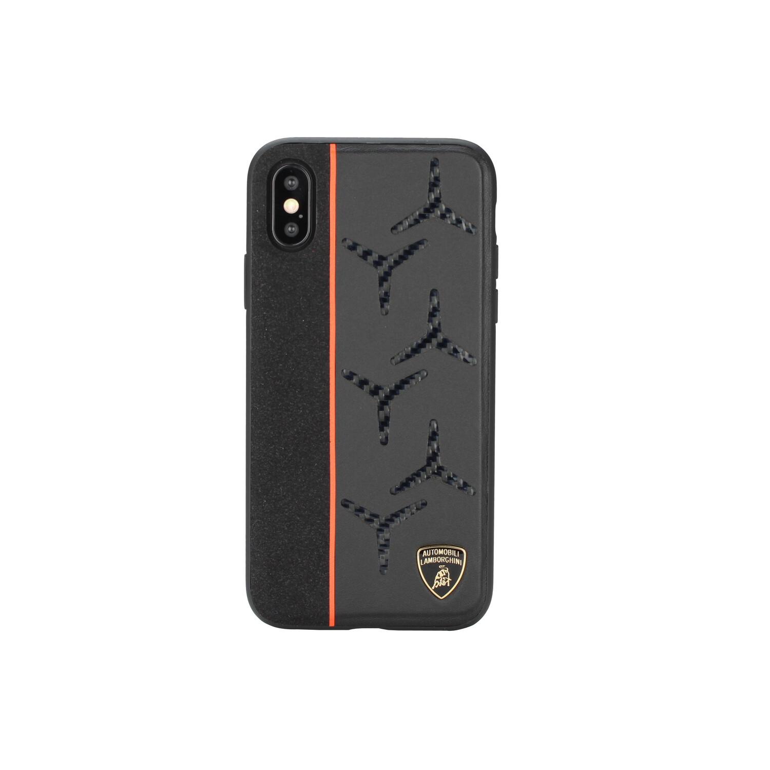 Lamborghini Lamborghini Back-Cover hul passend für Apple iPhone Xs Max Alcantara Orange -Genuine Leather - Echt leer