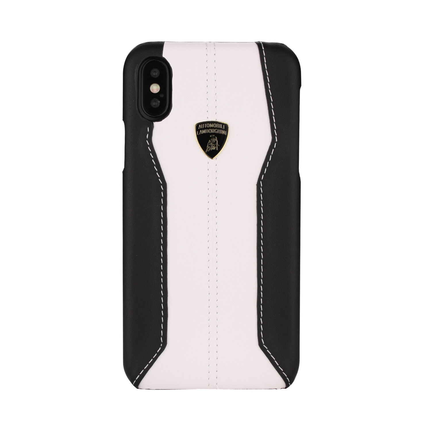 Lamborghini Lamborghini Back-Cover hul passend für Apple iPhone Xs Max D1 Serie Weiß -Genuine Leather - Echt leer