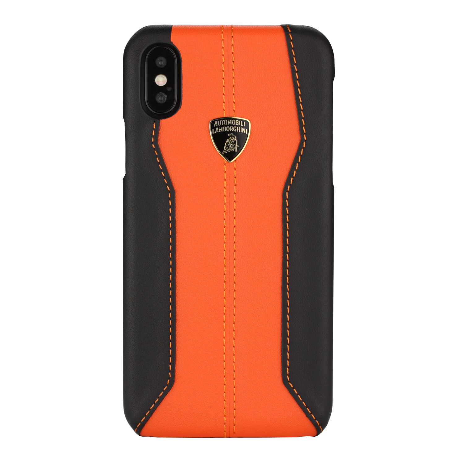 Lamborghini Lamborghini Back-Cover hul passend für Apple iPhone Xs Max D1 Serie Orange -Genuine Leather - Echt leer