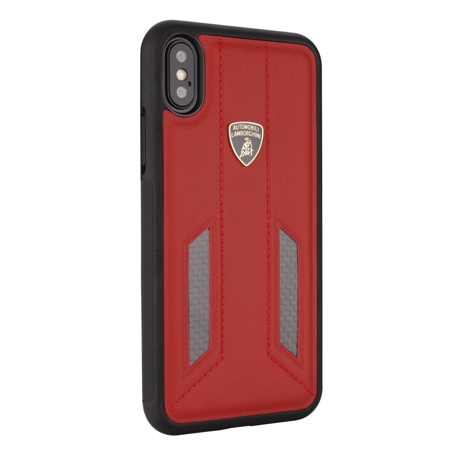 Lamborghini Lamborghini Back-Cover hul passend für Apple iPhone X-Xs D6 Serie Rot -Genuine Leather - Echt leer