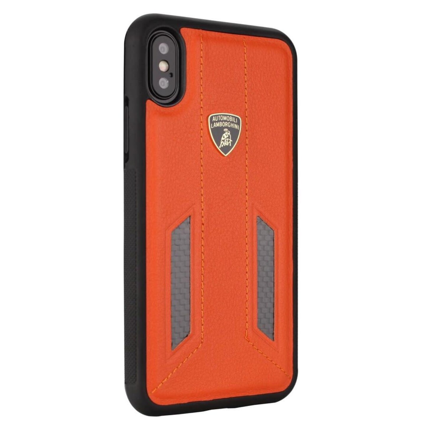 Lamborghini Lamborghini Back-Cover hul passend für Apple iPhone X-Xs D6 Serie Orange -Genuine Leather - Echt leer