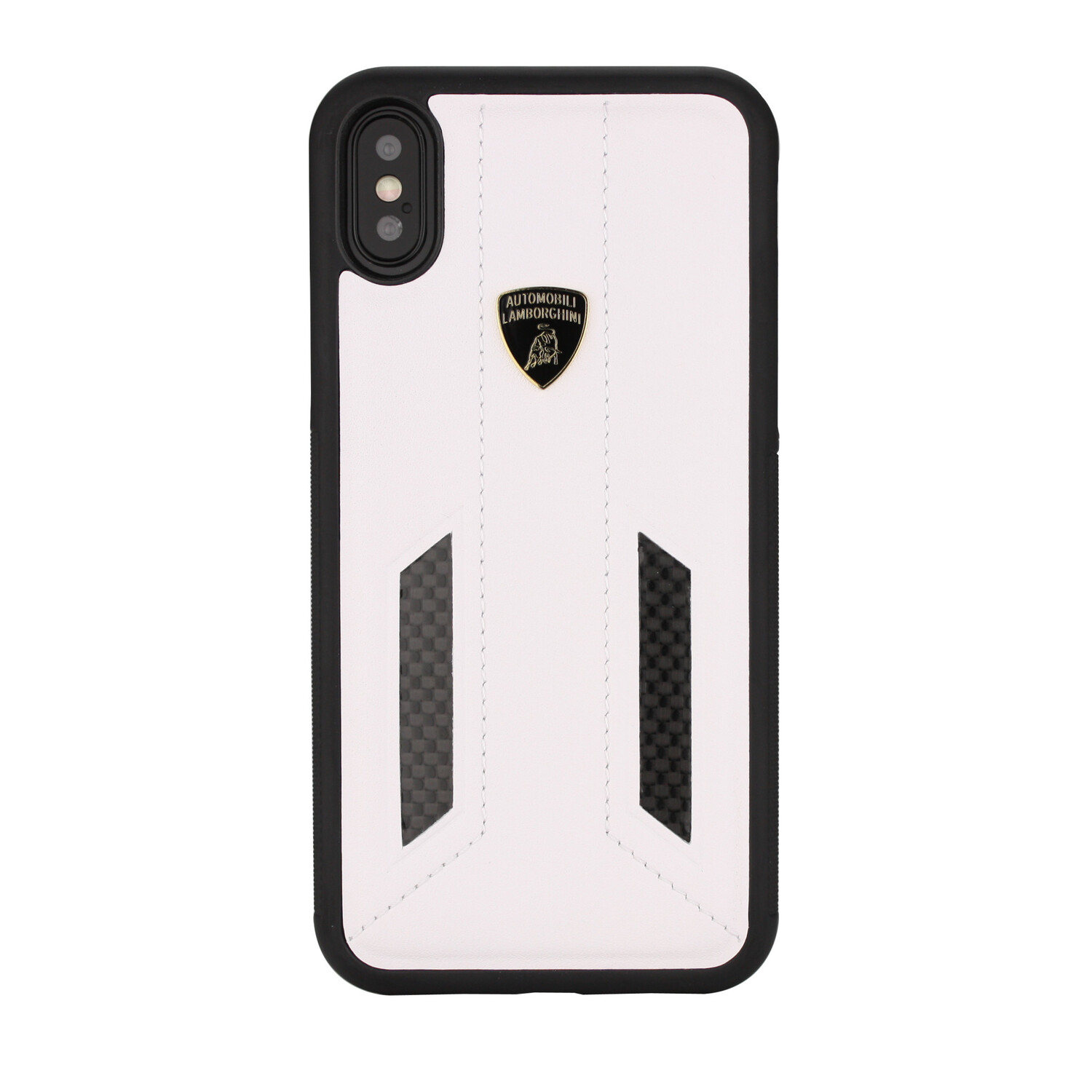 Lamborghini Lamborghini Back-Cover hul passend für Apple iPhone X-Xs D6 Serie Weiß -Genuine Leather - Echt leer
