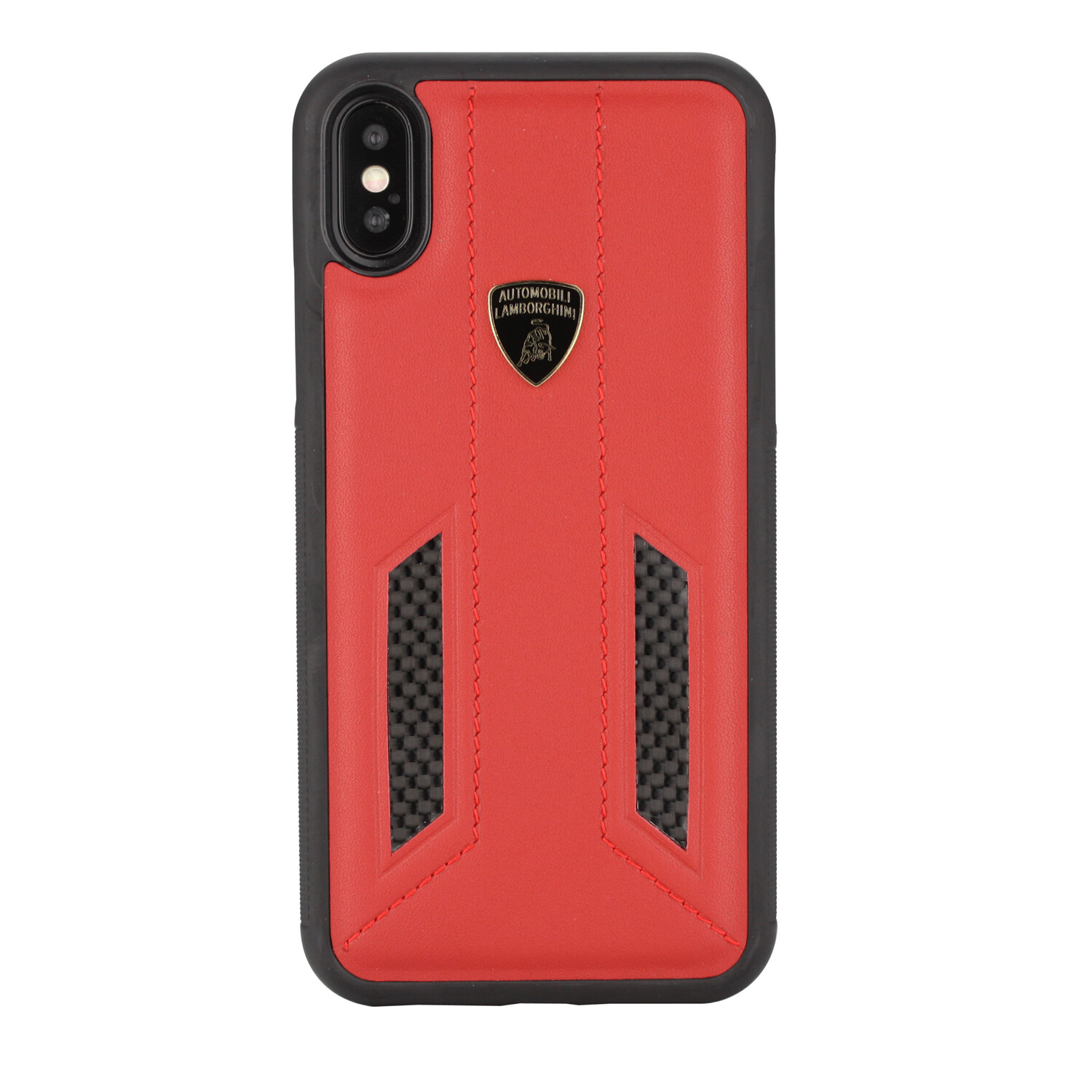 Lamborghini Lamborghini Back-Cover hul passend für Apple iPhone Xs Max D6 Serie Rot -Genuine Leather - Echt leer