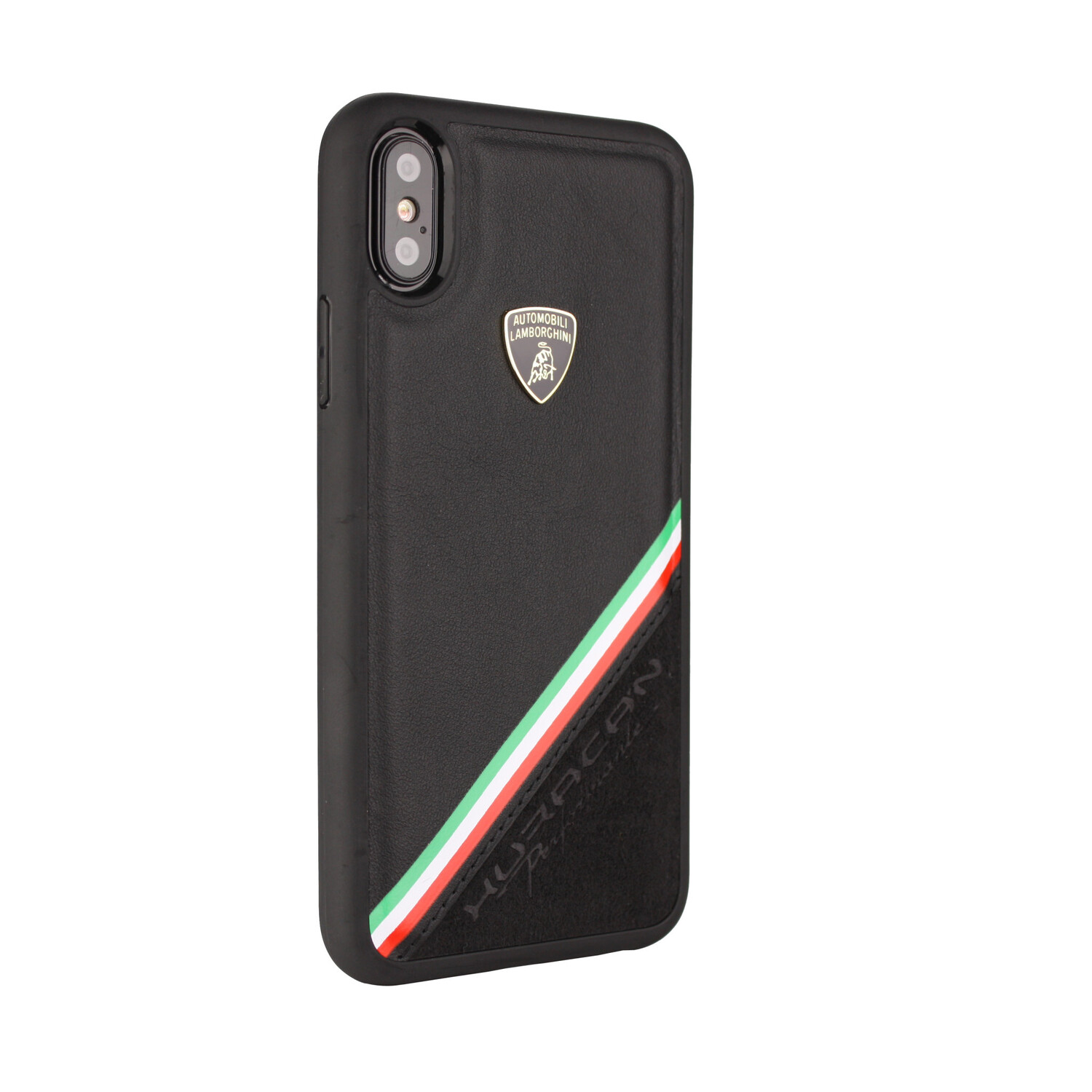 Lamborghini Lamborghini Back-Cover hul passend für Apple iPhone Xs Max Alcantara Schwarz -Genuine Leather - Echt leer