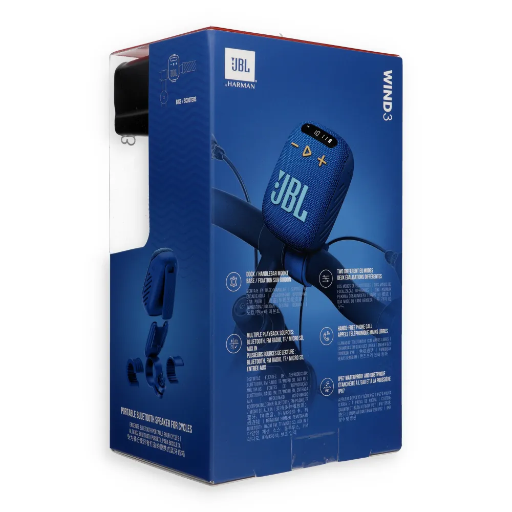 Wireless speaker JBL Wind 3 with handlebar holder blue