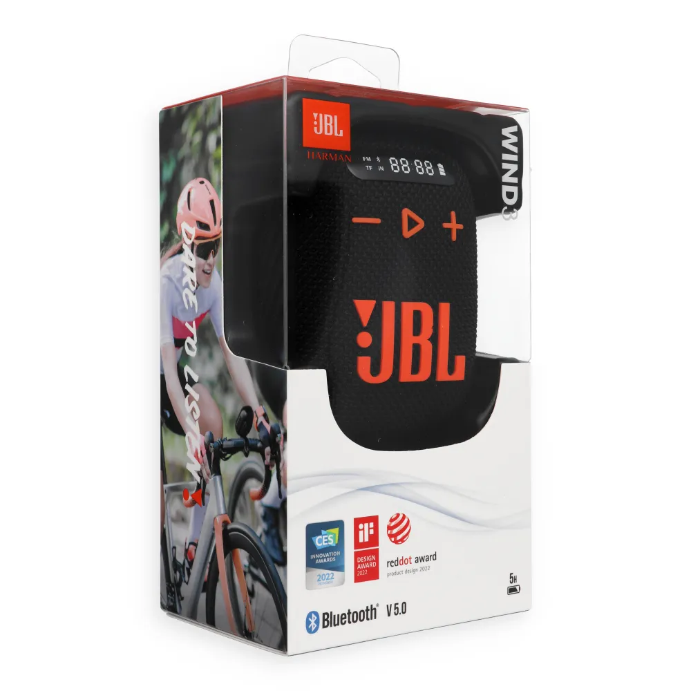 Wireless speaker JBL Wind 3 with handlebar holder black and orange