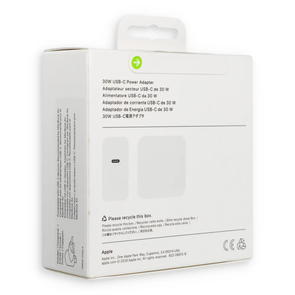 Original charger Apple MW2G3ZM/A with USB C socket 30W white blister