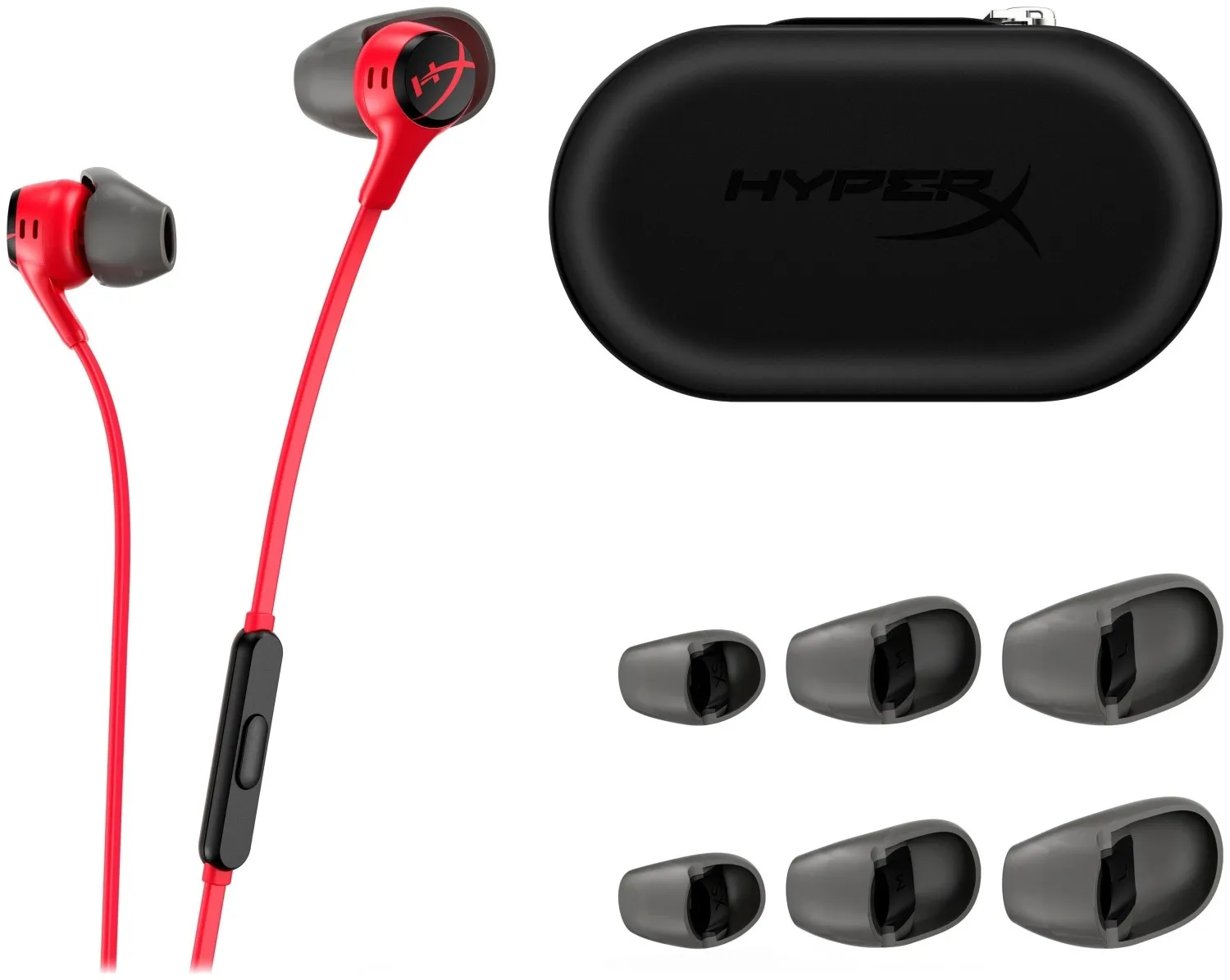 Wire earphones Jack 3,5 mm HyperX Cloud Earbuds 2 1,2 m red