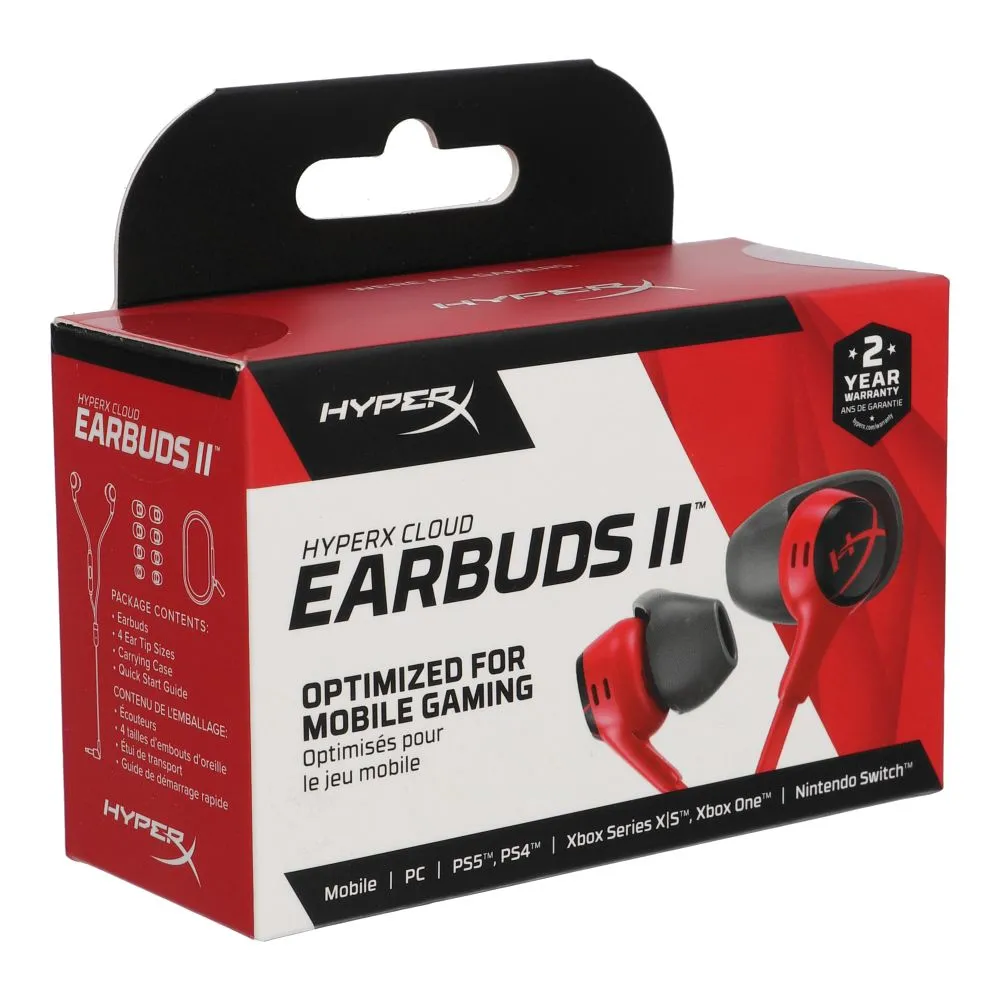 Wire earphones Jack 3,5 mm HyperX Cloud Earbuds 2 1,2 m red