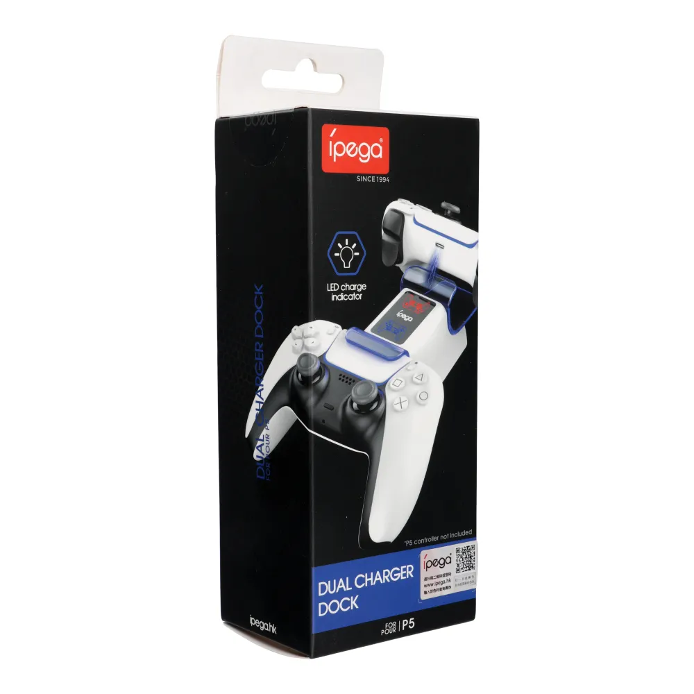 Controller charging station dual PS5 DualSense iPega P5003 white